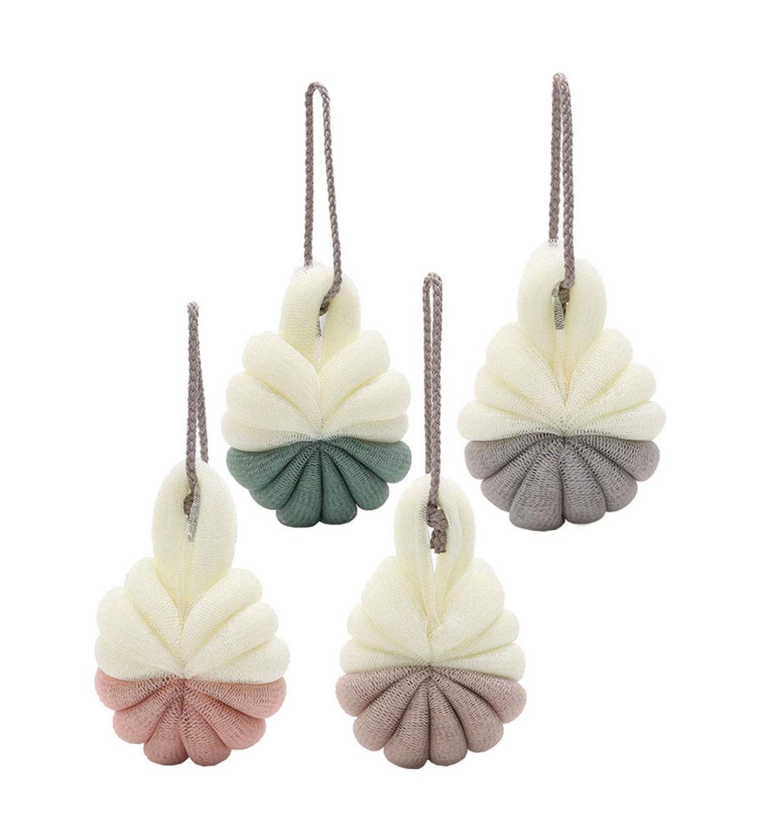 Healifty Soft Mesh Pouf Set - 4pcs Double Color Bath & Shower Balls | Soft Sponge Shower Pouf for Spa Experience - Buy Online on GoSupps.com