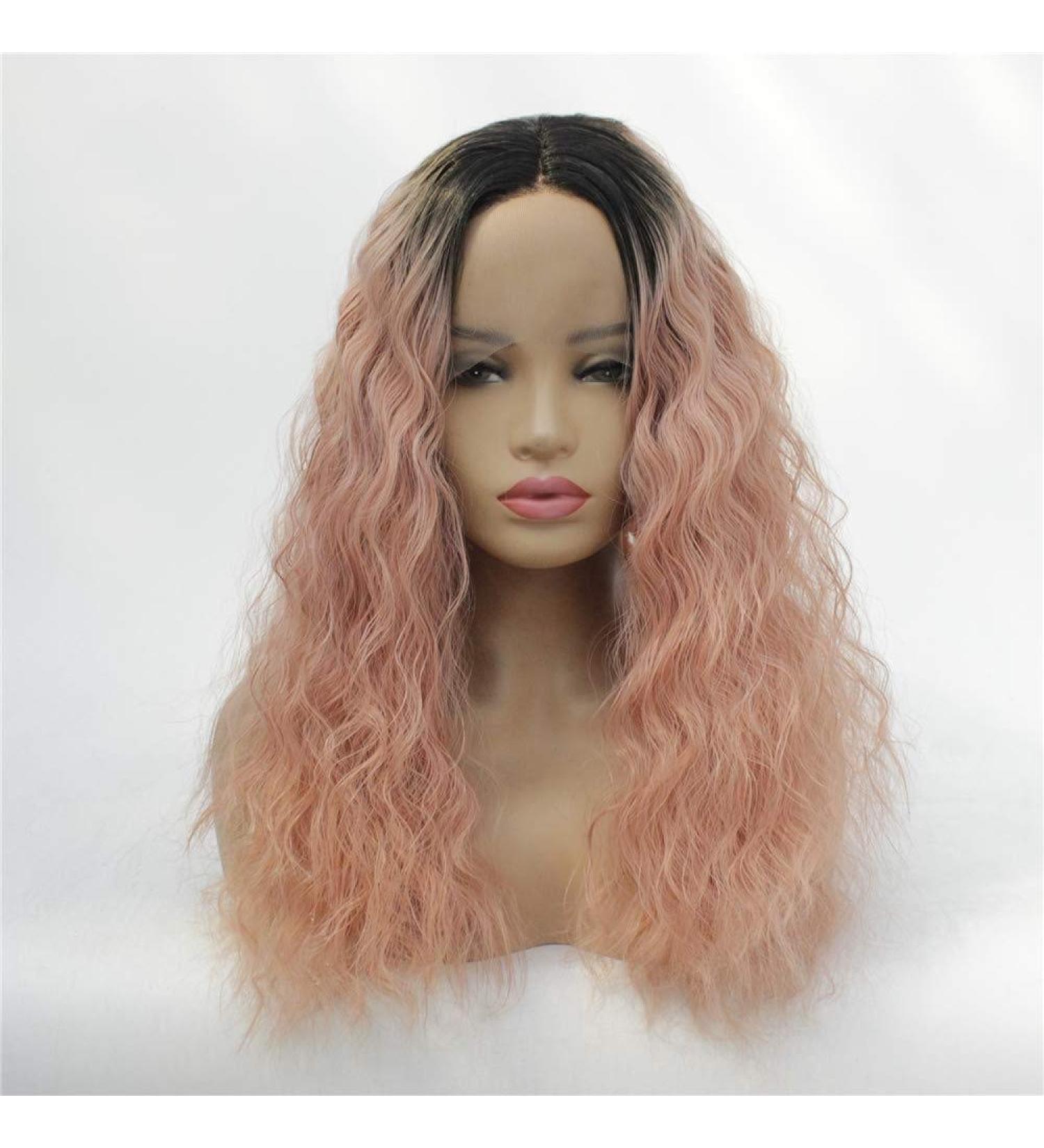 Buy Fluffy Gradient Color Long Curly Corn Hair Wig - Front Lace Chemical Fiber Wig for All Occasions - Buy Online on GoSupps.com