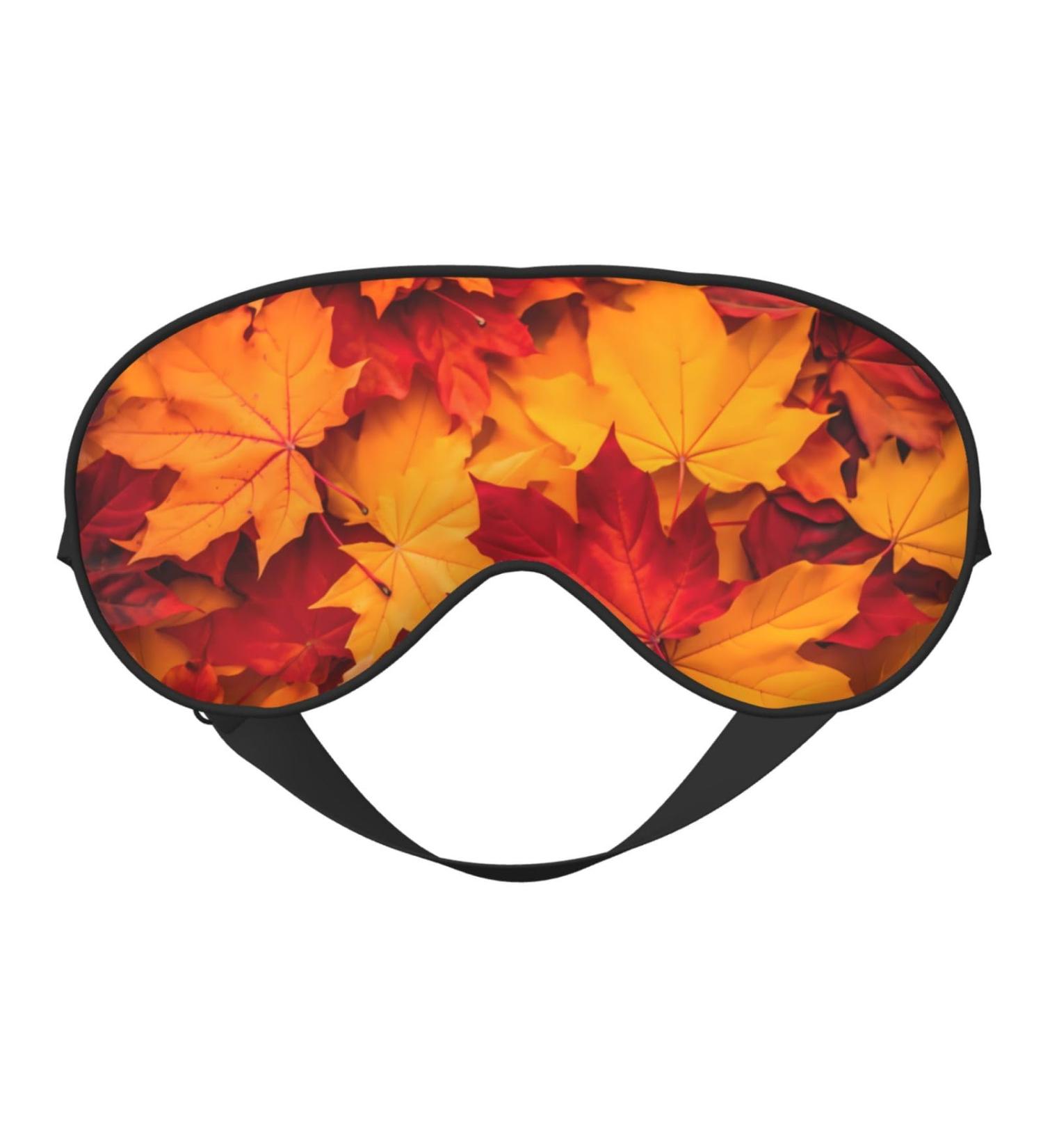 Soft Sleep Mask for Men & Women - Double-Sided Fall Maple Leaves Eye Covers | Adjustable Blackout Blindfold for Travel & Home Use - Buy Online on GoSupps.com