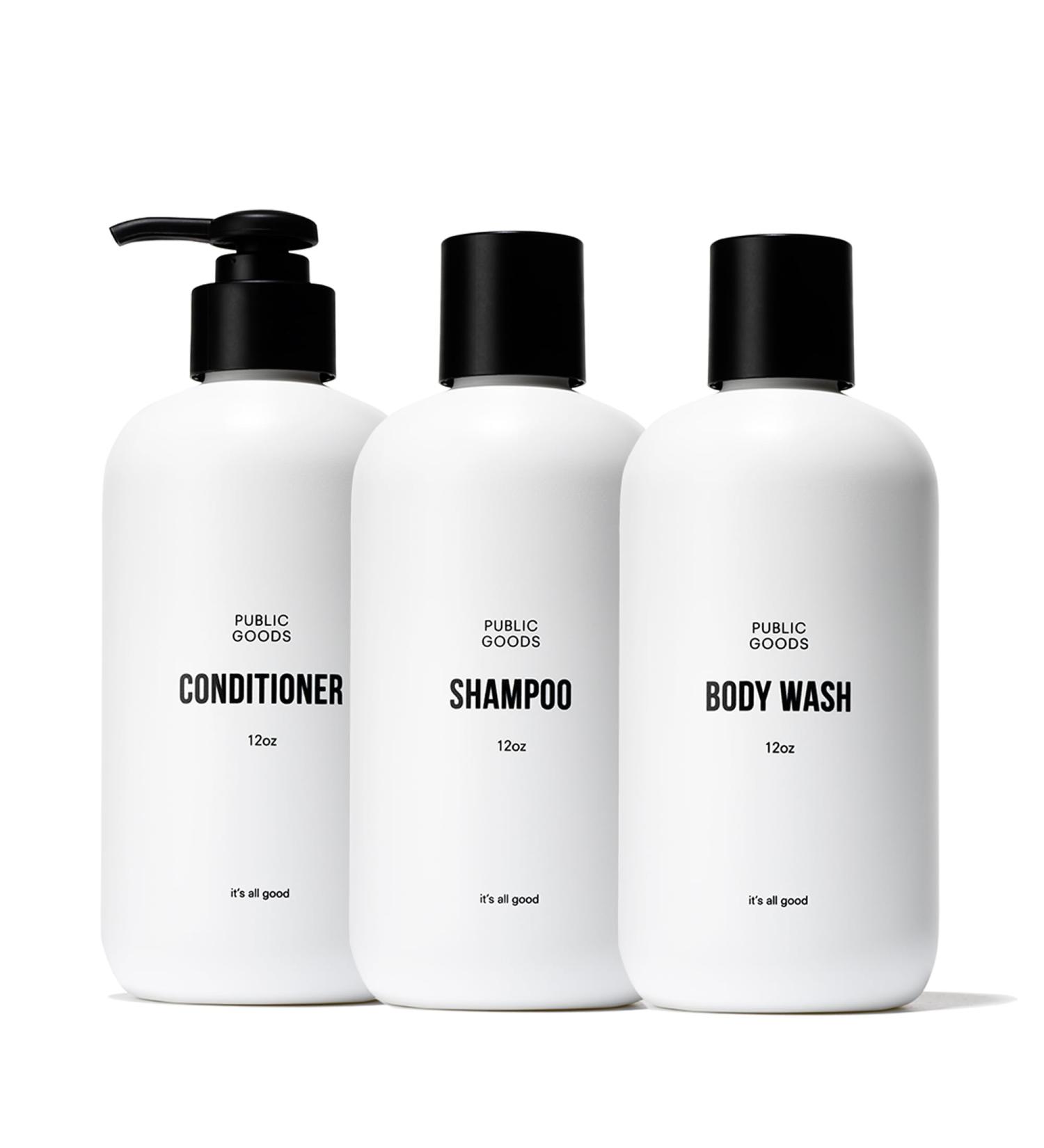 Public Goods Shower Essentials for Men and Women | Natural Shampoo Conditioner & Body Wash | Made with Organic Essential Oils | Sulfate & Paraben Free | Vegan Friendly | 12 Fl Oz Bottles - Buy Online on GoSupps.com