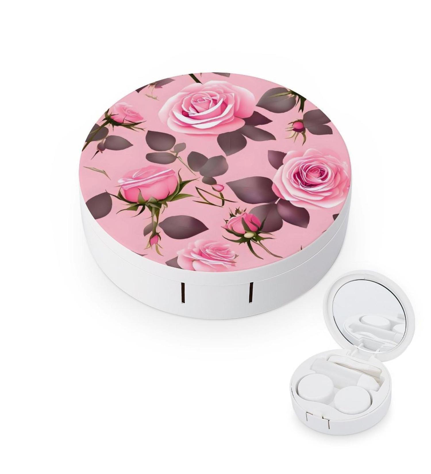 Pretty Roses Print Contact Lens Case - Durable Plastic Care Box for Travel & Everyday Use - Buy Online on GoSupps.com