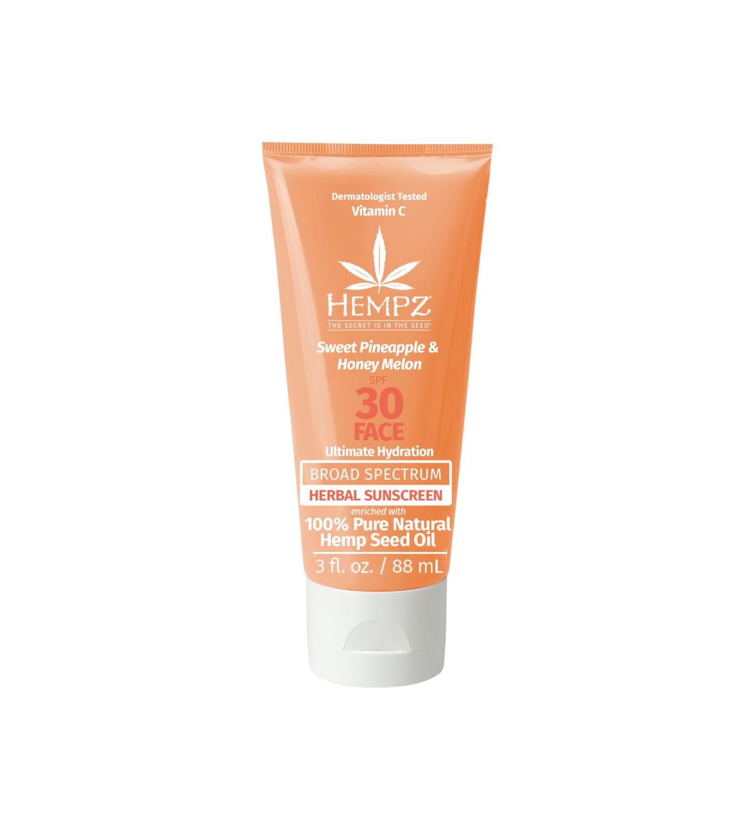 Hempz Sweet Pineapple & Honey Melon Herbal Facial Sunscreen 3 oz. SPF 30 - Moisturizing Sun Protection for All Skin Types - Buy Now - Buy Online on GoSupps.com