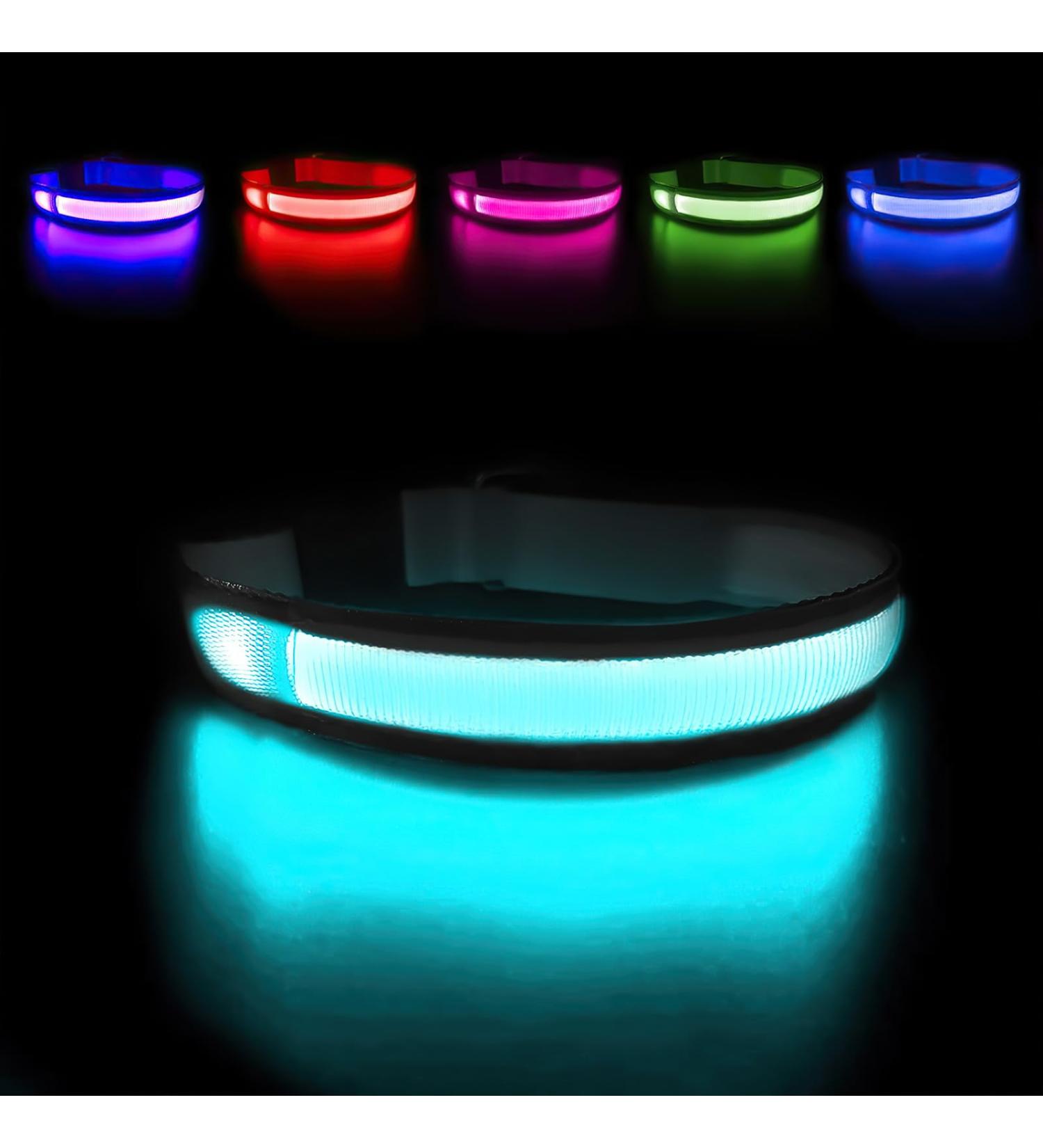 Masbrill Luminous Dog Collar - Waterproof LED Adjustable Light-Up Band for Small Medium & Large Dogs (28-40cm) - 3 Light Modes - Black - Buy Online on GoSupps.com