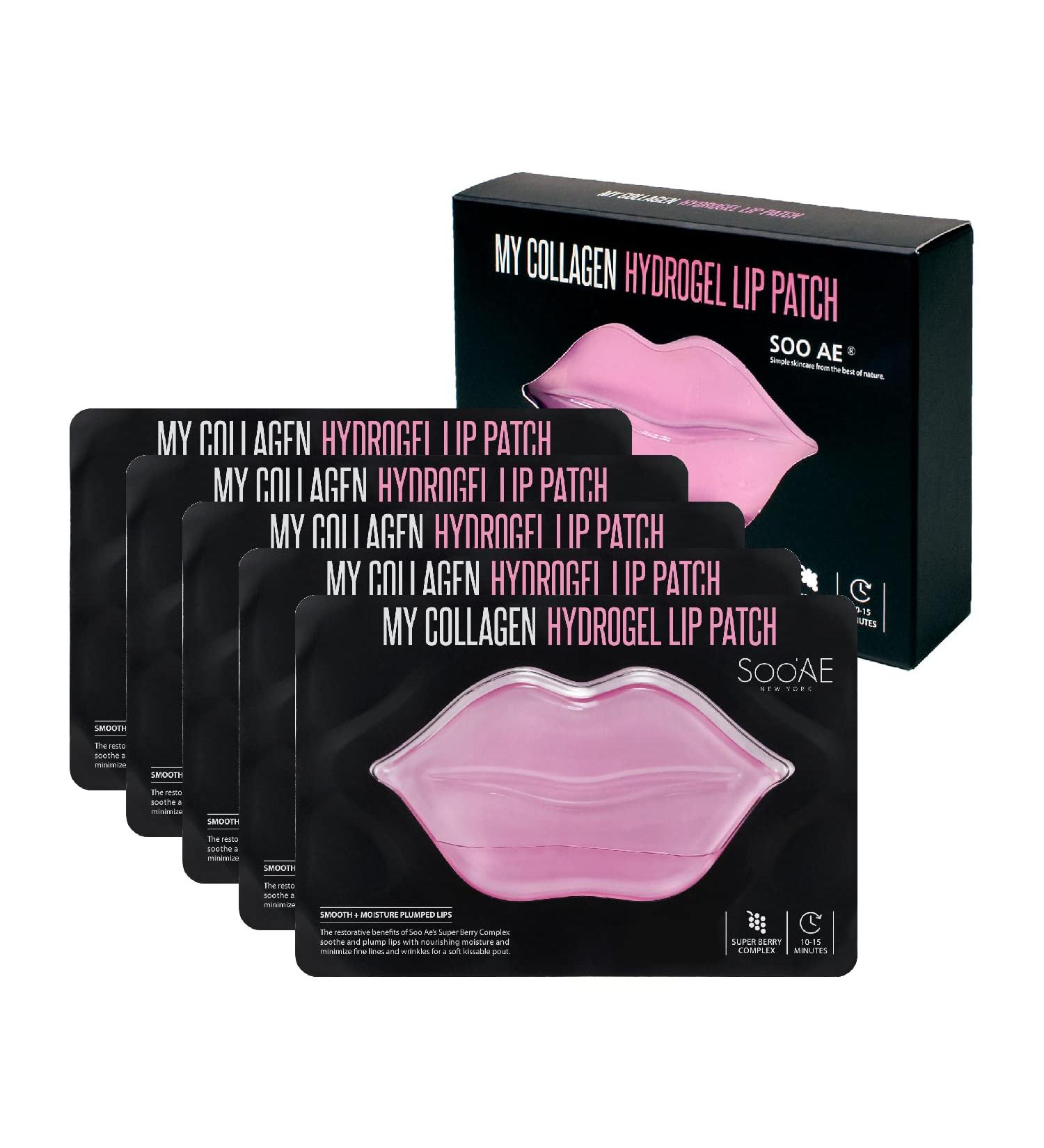 Soo Ae My Collagen Hydrogel Lip Patch - 5 Pcs | Anti-Aging Moisturizing Lip Mask with Berry Extracts | Korean Beauty & Firming Treatment Before Makeup - Buy Online on GoSupps.com