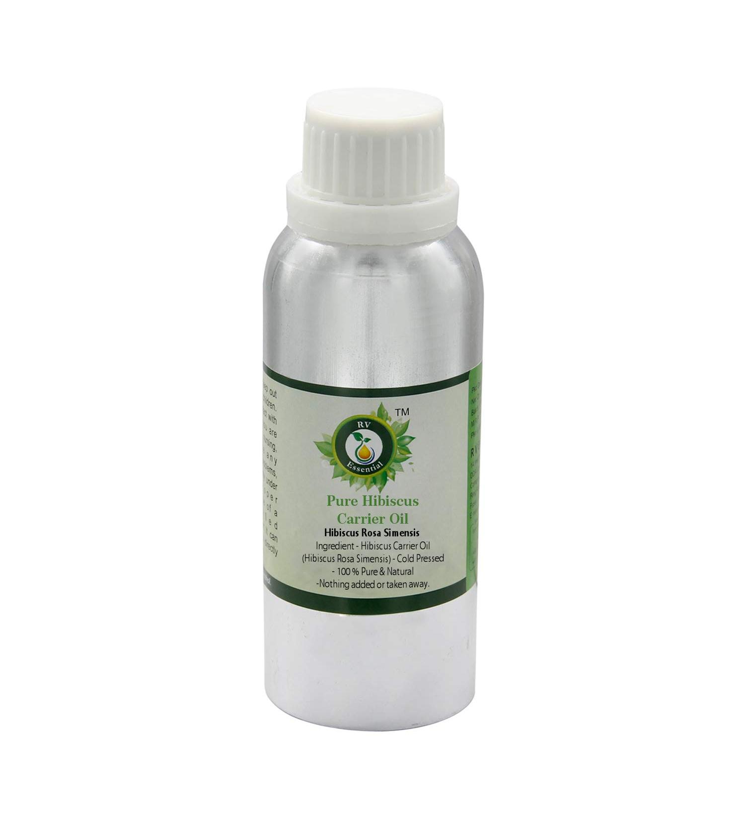 R V Essential Pure Hibiscus Carrier Oil 1250ml (42oz)- Hibiscus Rosa Simensis (100% Pure and Natural Cold Pressed) - Buy Online on GoSupps.com