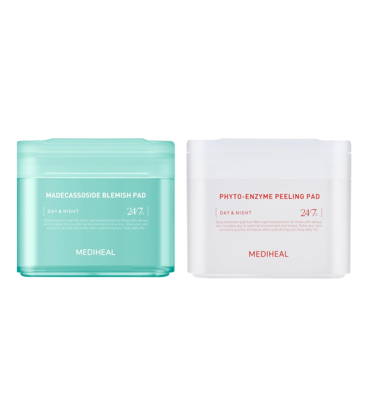 MEDIHEAL Toner Pad Madecassoside for Blemish Care Improve Uneven Skin Tone 100 Pads Phyto Enzyme for Gentle Exfoliating 90 Pads - Buy Online on GoSupps.com