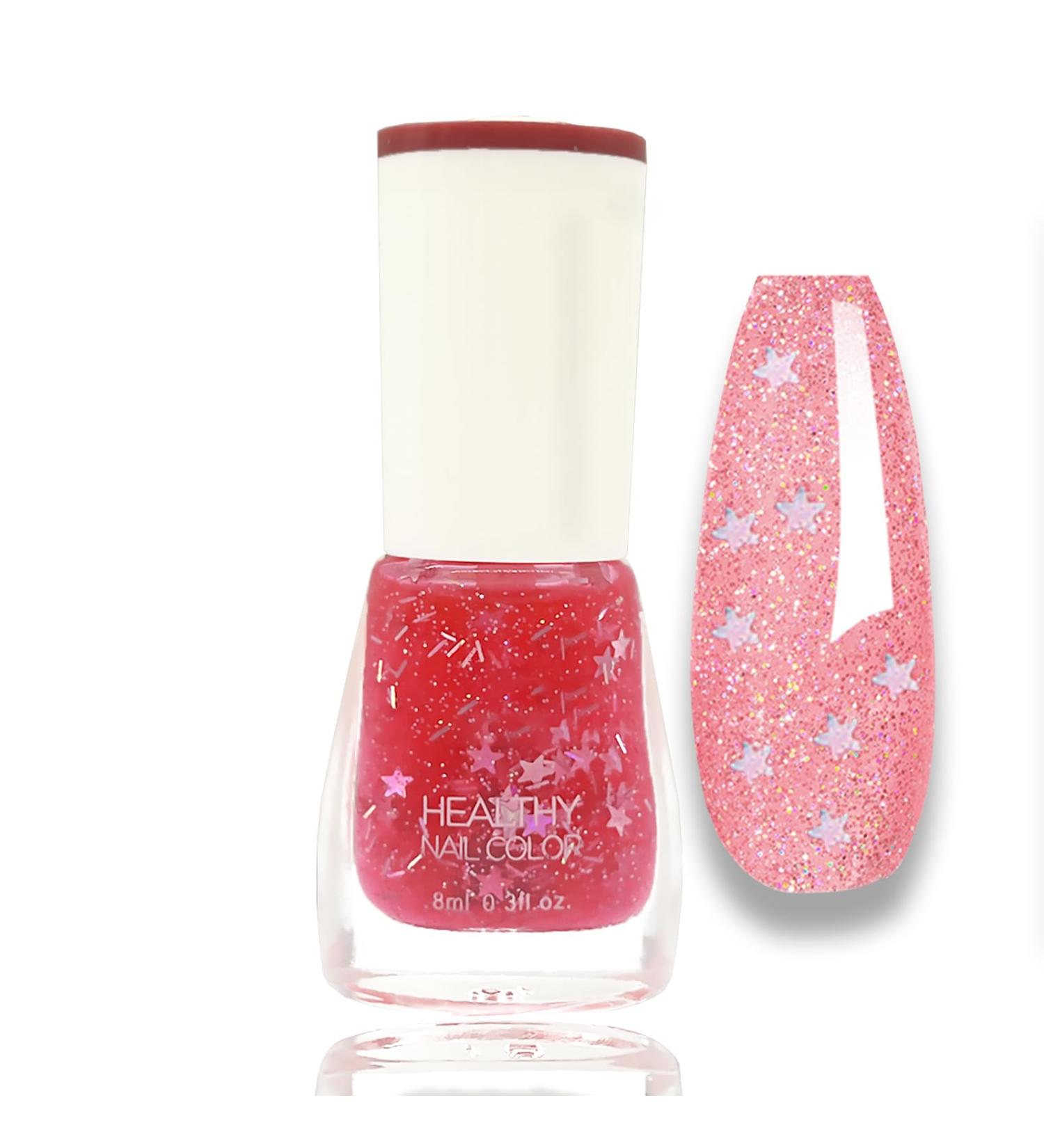 Glitter Nail Polish Nail Varnish - Glitter Pink Nail Polish for Festival - Quick Drying & Long Lasting Holographic Nail Polish - Oil-Based Formula & No Need Baking Pearl Nail Polish for Women(07 PINK) - Buy Online on GoSupps.com