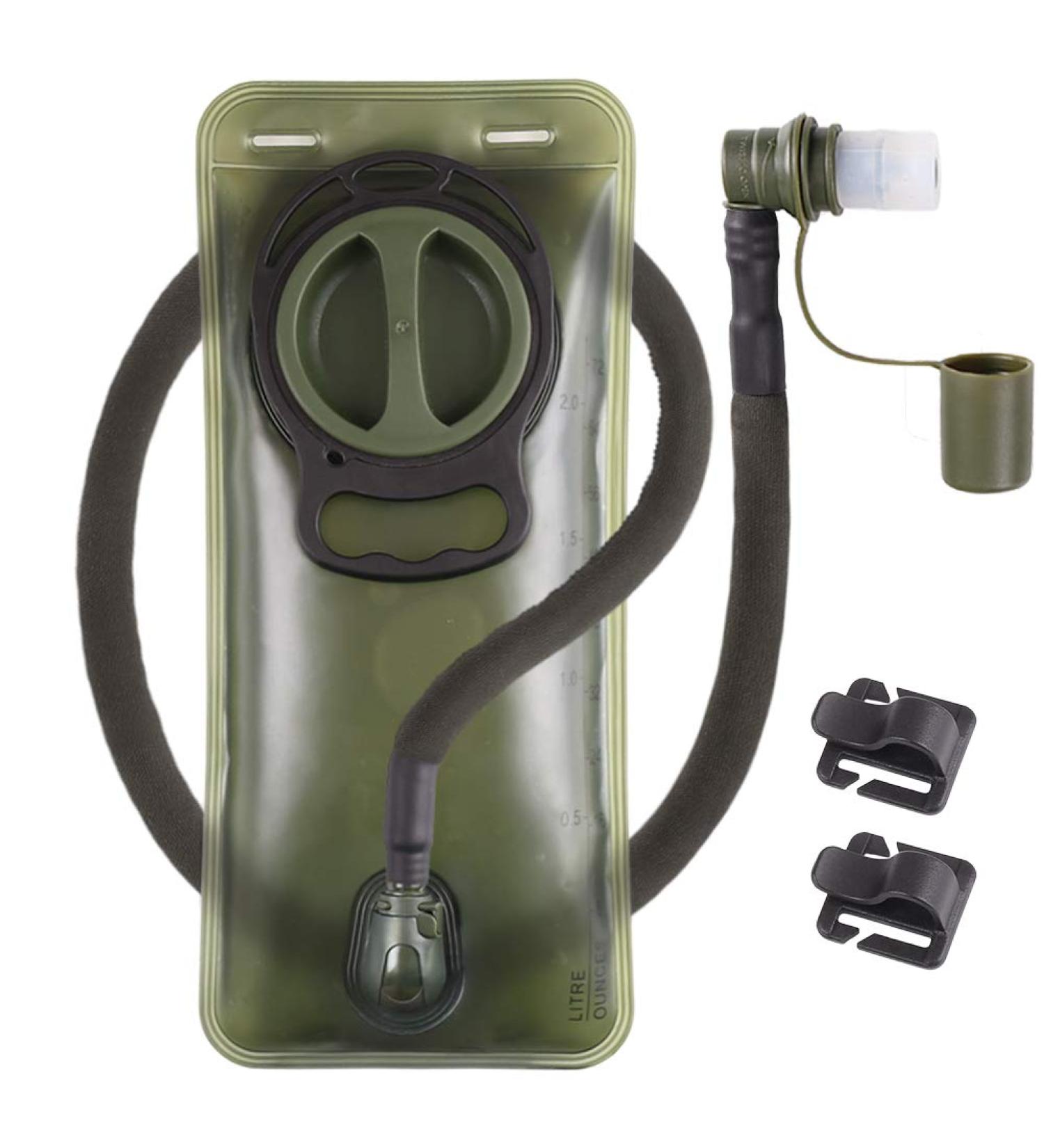 2L Leakproof BPA-Free Hydration Bladder - Military Green Water Reservoir Bag for Outdoor Activities - Insulated Tube - Ideal for Hiking, Camping, Running, Cycling - Buy Online on GoSupps.com