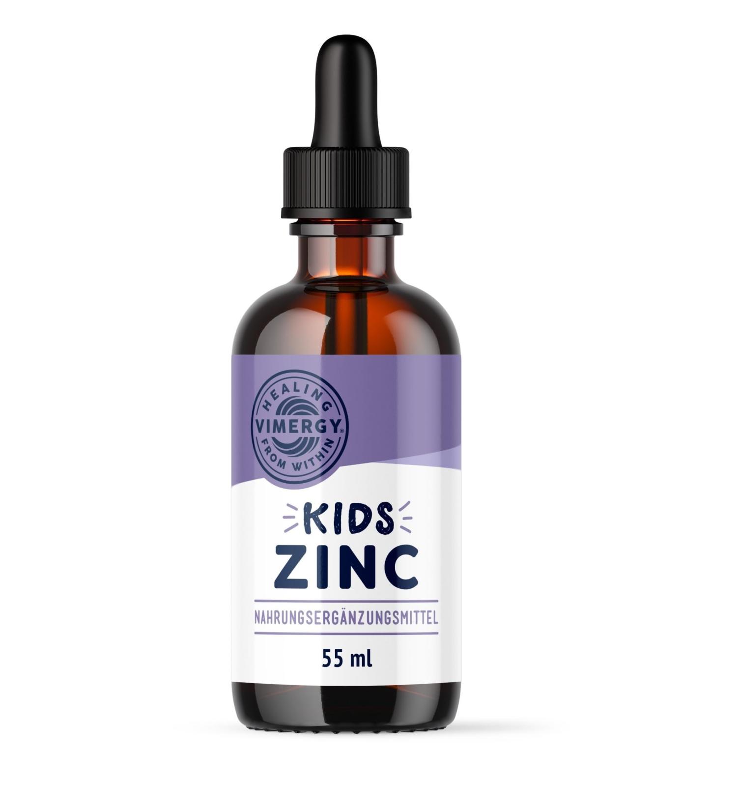 Vimergy Kids Zinc Liquid Supplement - Fast-Absorbing Zinc Drops for Children - Vegan Gluten-Free No Sugar No Color or Flavors - 55 ml - Buy Online on GoSupps.com