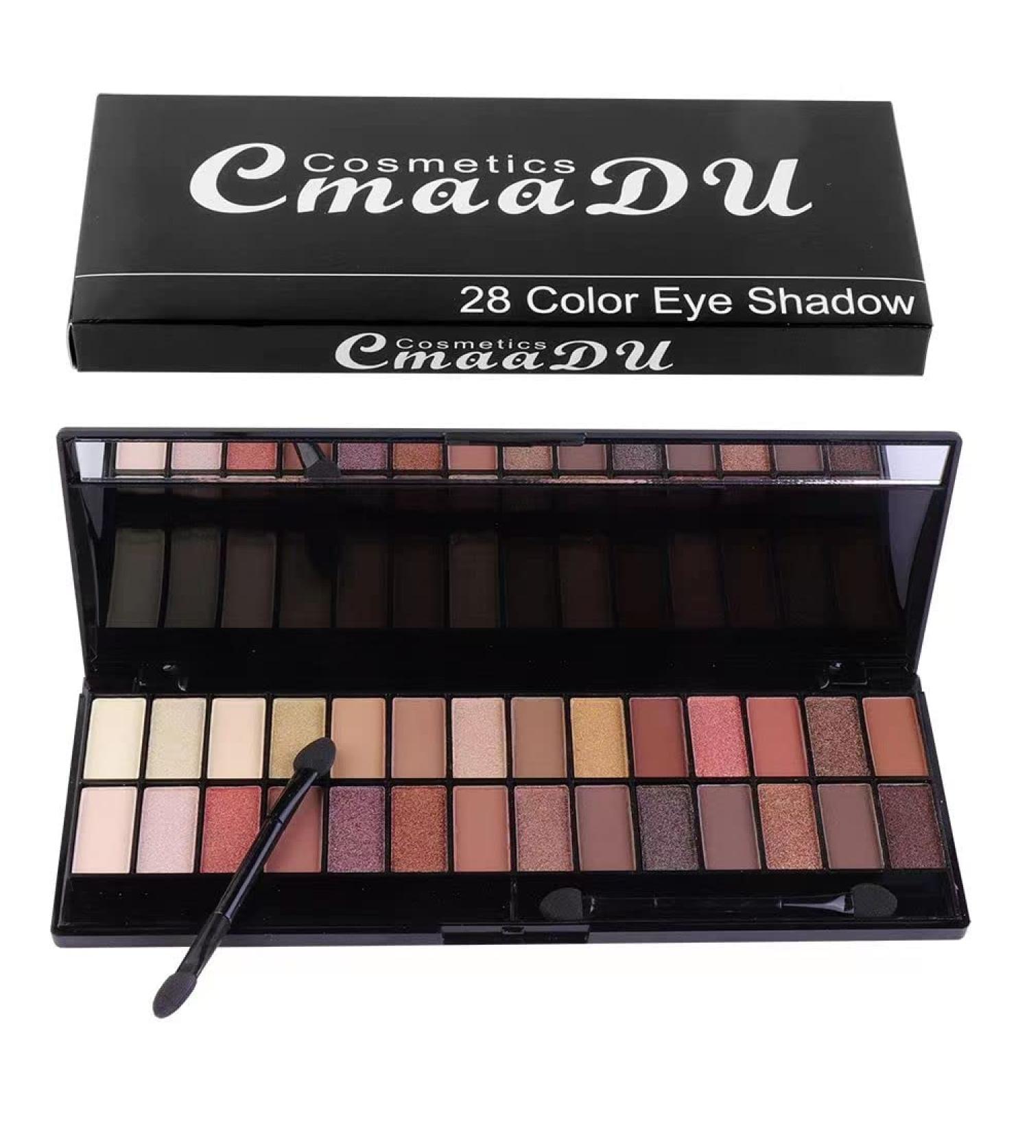 MEIBANFA 28 Color Eye Shadow Palette - Matte Shiny Waterproof Makeup with Mirror Brush - Buy Online on GoSupps.com