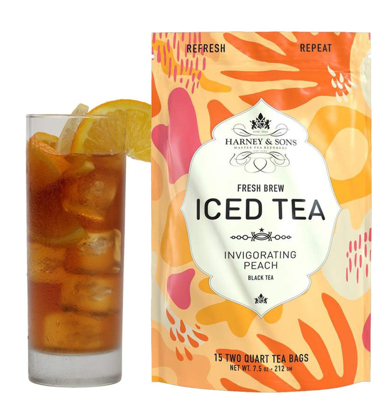 Harney & Sons Peach Iced Black Tea - 15 Bags (7.5 oz) - Refreshing Brew - Buy Online on GoSupps.com