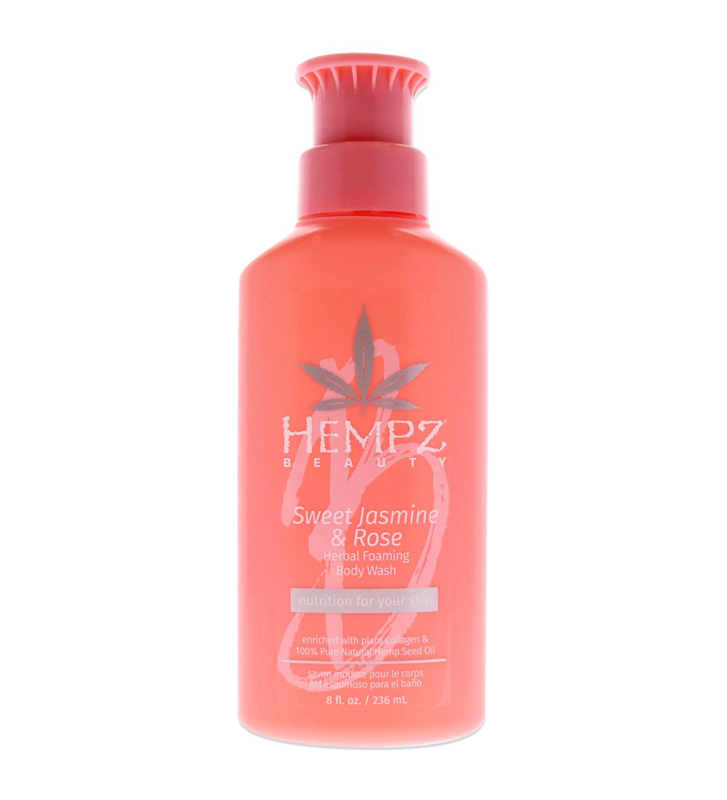 Hempz Sweet Jasmine and Rose Collagen Infused Herbal Foaming Body Unisex Body Wash 8 oz