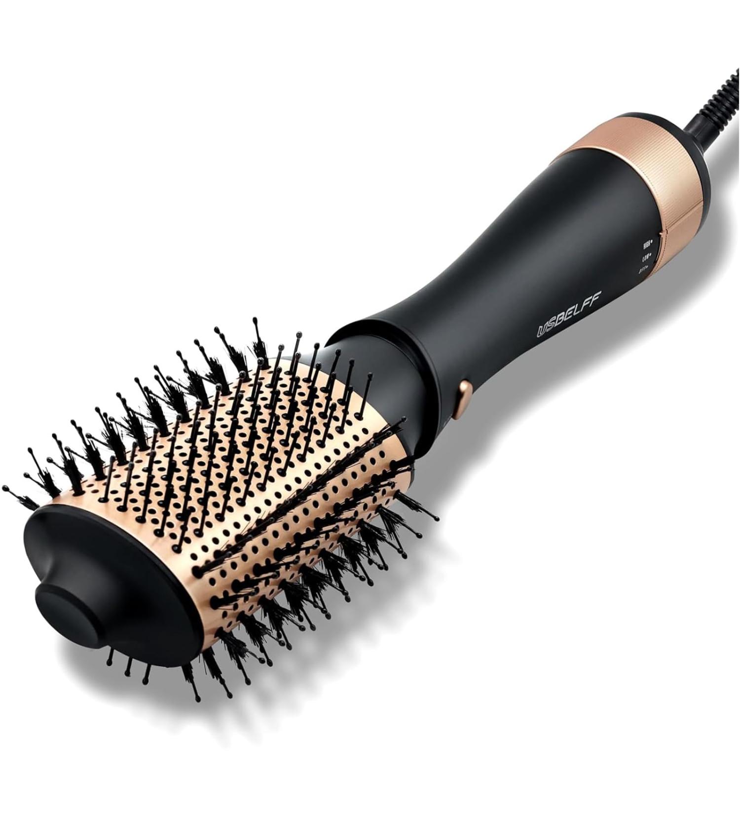 Hair Dryer Brush Blow Dryer 2-in-1 Volumizer & Styler - Professional Hot Air Brush with 2.8 Oval Barrel - Detachable Design in Black Gold for Salon Results - Buy Online on GoSupps.com