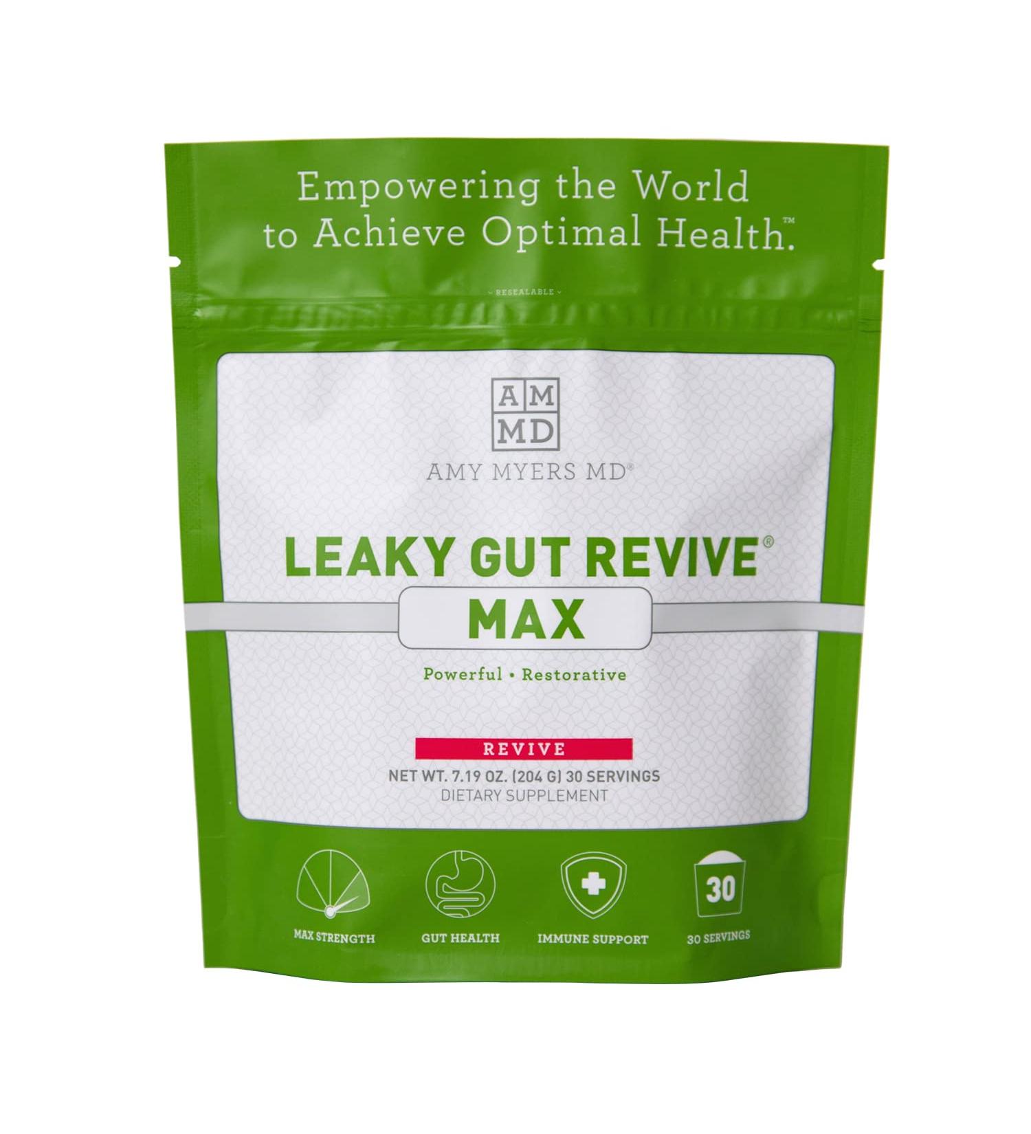 Dr. Amy Myers Leaky Gut Revive MAX Powder - Gut Repair & Constipation Relief | Plant Based Supplement for IBS, Bloating, Gas, SIBO | 1 Month Supply - Buy Online on GoSupps.com