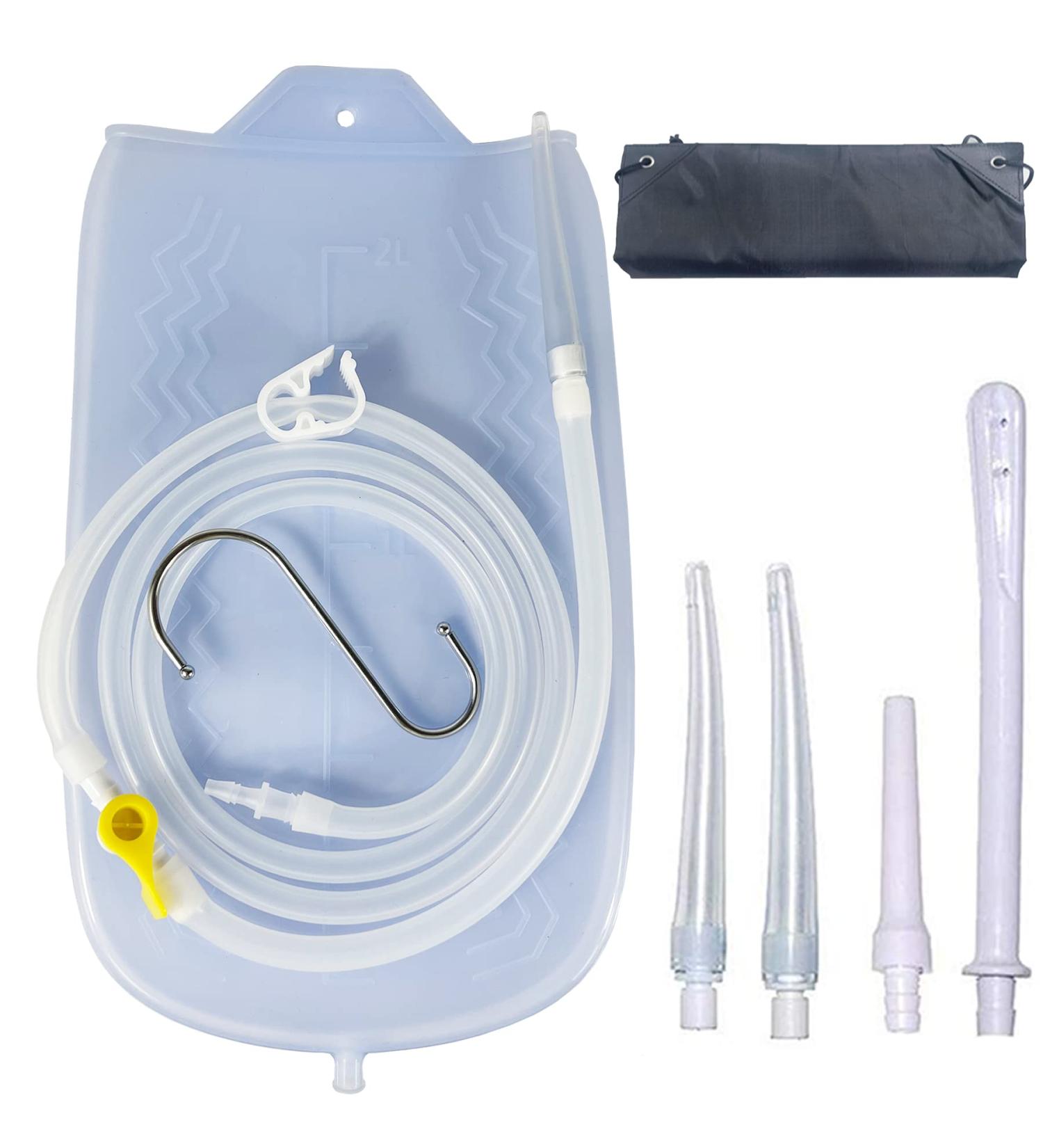 KYZETJD Silicone Enema Kit 2L - 3 Tips, Controlled Flow for Colon Detox & Cleanse - Buy Online on GoSupps.com