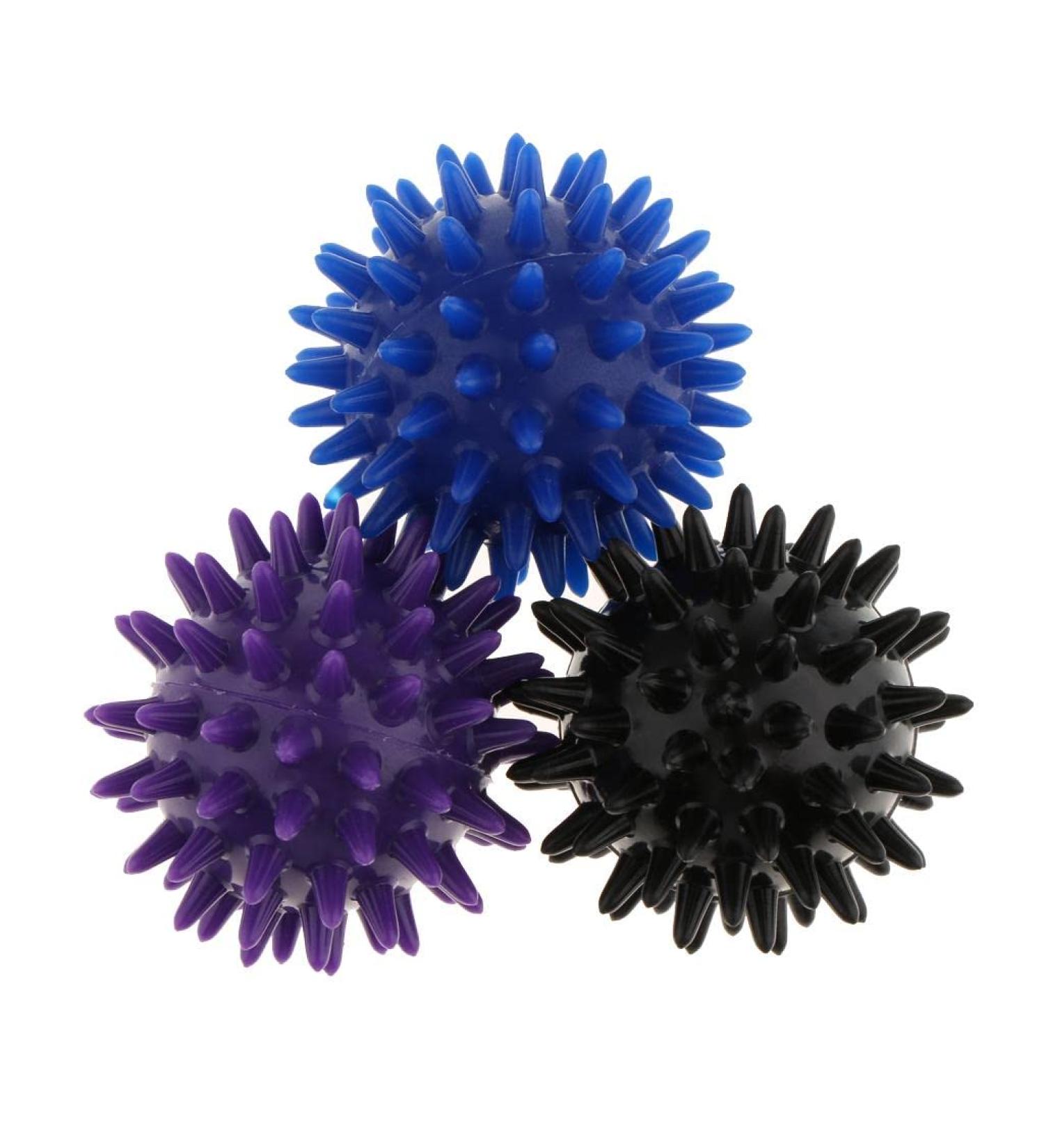 MagiDeal 3-Piece Massage Ball Set | Self Massage & Reflexology | Hedgehog Massage Balls (Purple Black Blue) - 6cm for Pain Relief & Relaxation - Buy Online on GoSupps.com