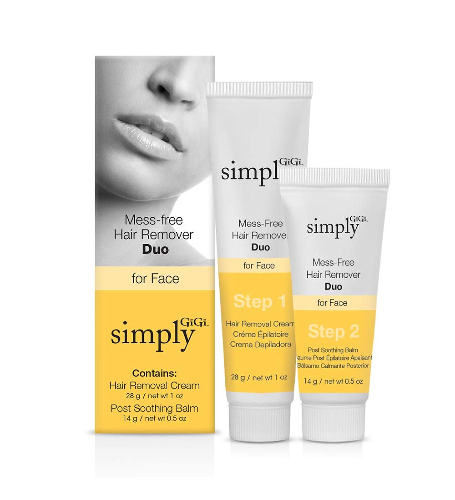 Simply GiGi Facial Hair Removal Cream & Soothing Balm Duo - Mess-Free, All Skin Types, 2-pc Set - Buy Online on GoSupps.com