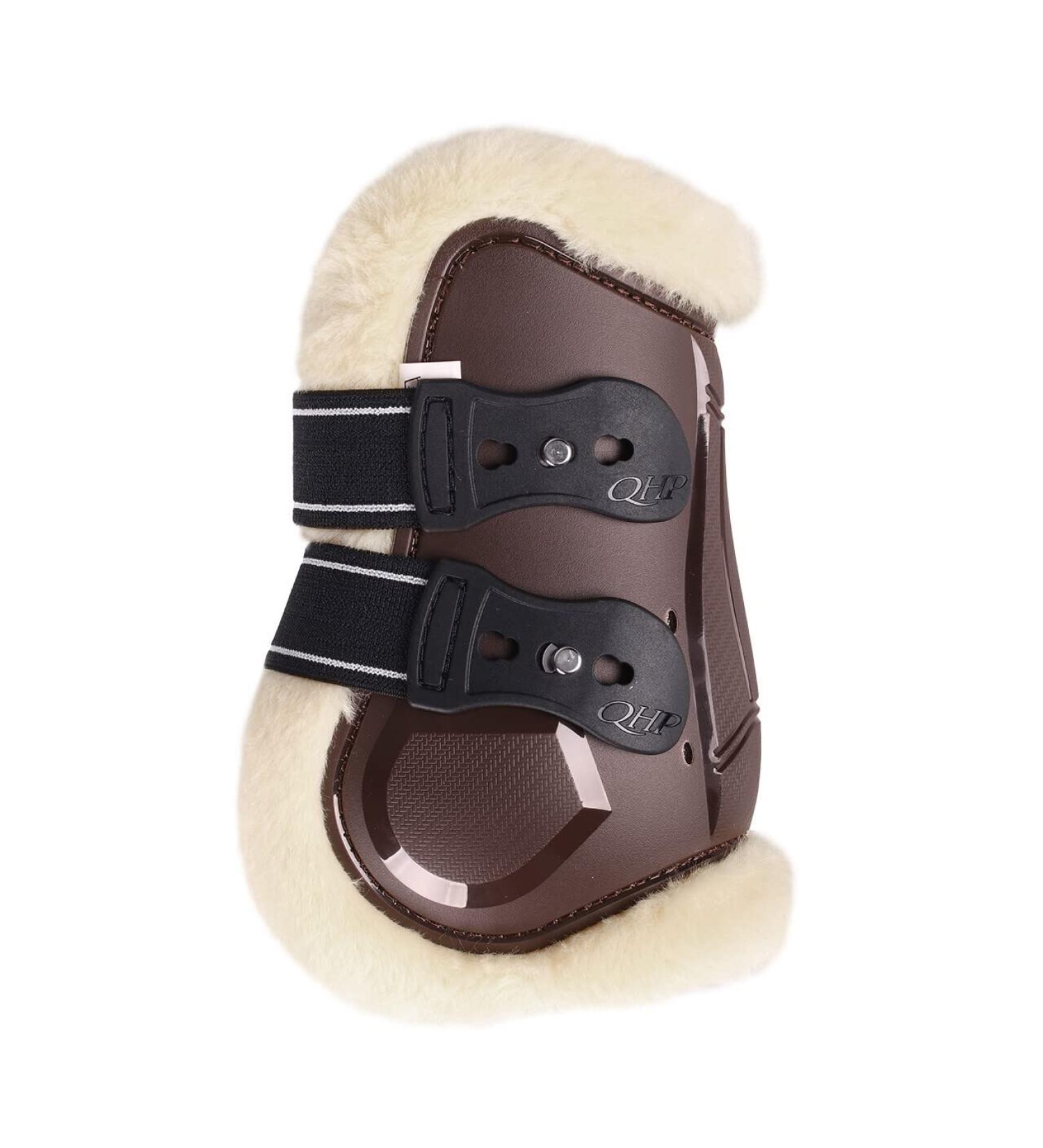 QHP Ontario fetlock boots with faux fur lining and quick fasteners (pony brown) Pony Brown