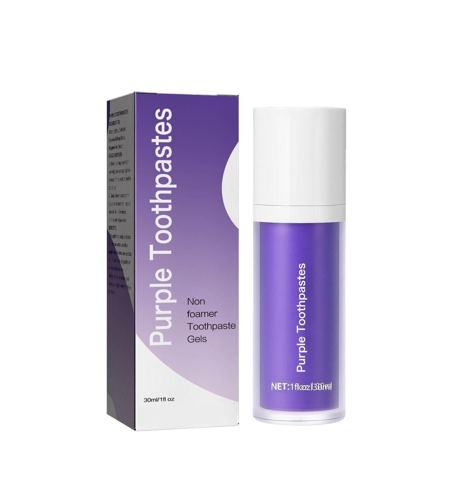 Purple Toothpaste for Teeth Whitening & Color Correction - Remove Yellow Stains & Protect Sensitive Teeth - Buy Online on GoSupps.com