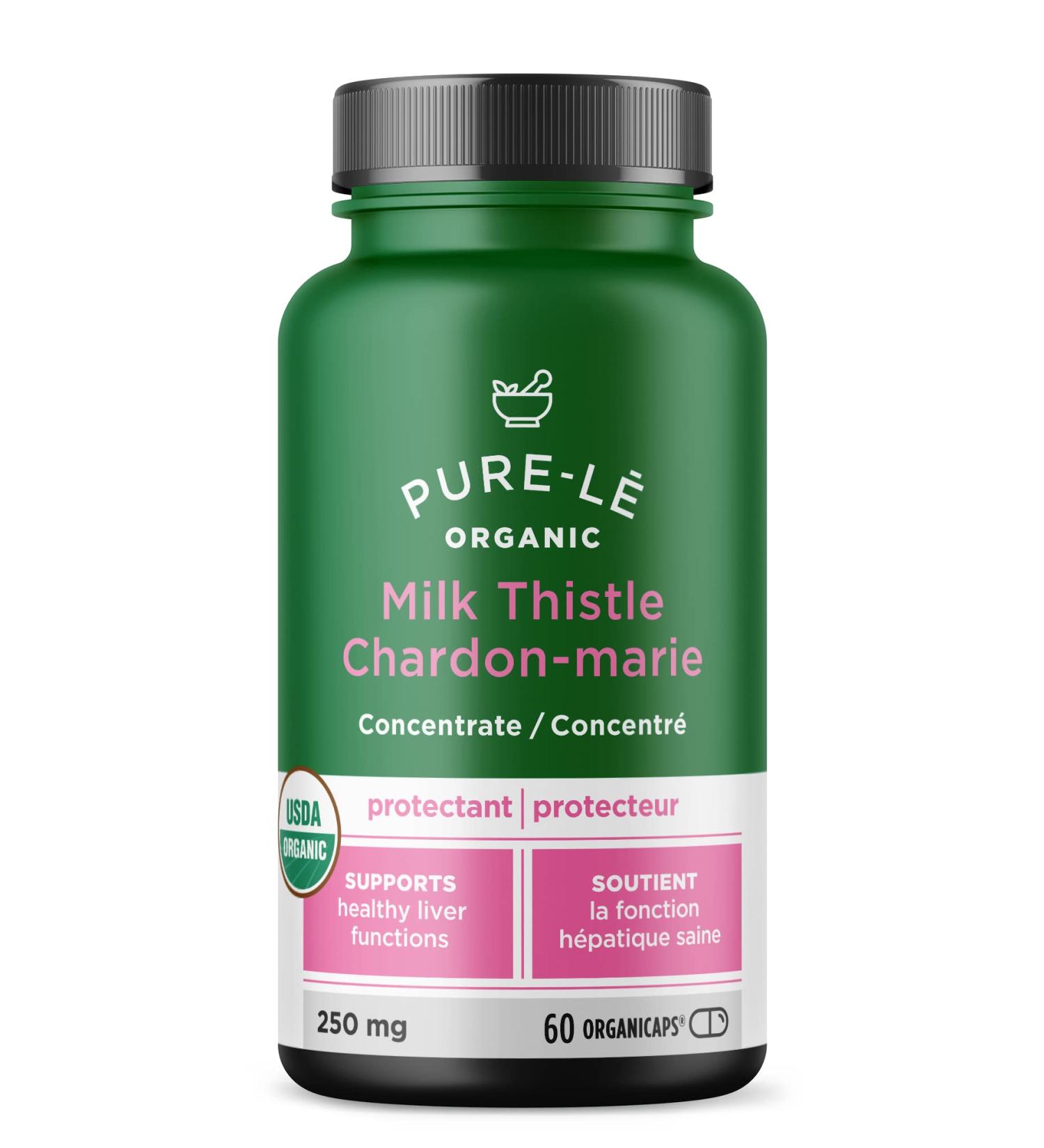 USDA Organic Milk Thistle 4500mg 30X Concentrate - Strongest. 60 servings Certified Organic Potent Liver Protection & Liver Cleanse. NON-GMO. Easy to Swallow Capsules! - Made in Canada