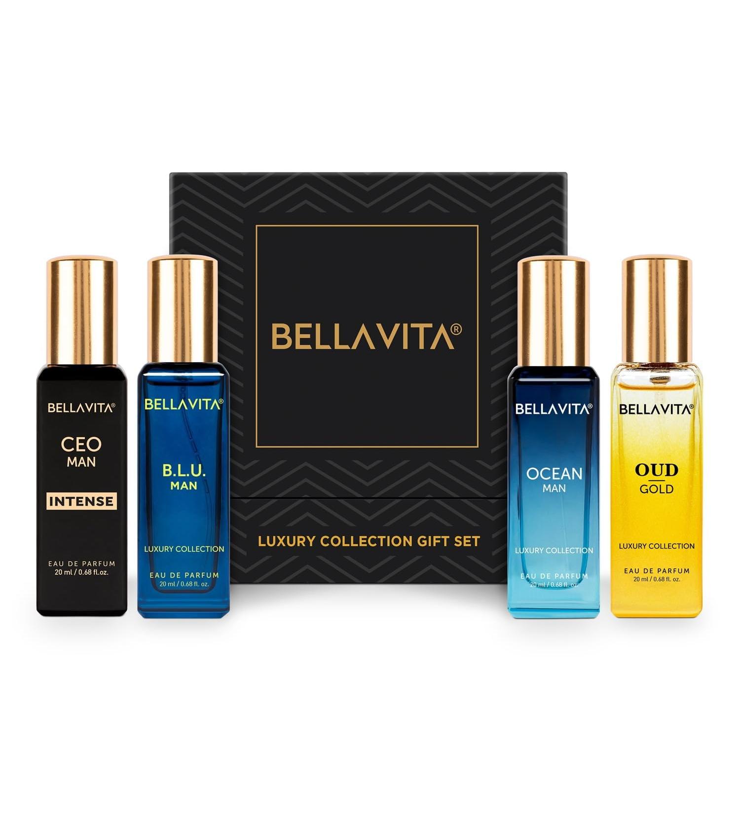 Bella-Vitaa Luxury Collection Eau De Parfum Gift Set 4 x 20ml for Men & Women with OUD GOLD OCEAN B.L.U & CEO Man Perfume|Long Lasting EDP Fragrance Scent - Buy Online on GoSupps.com