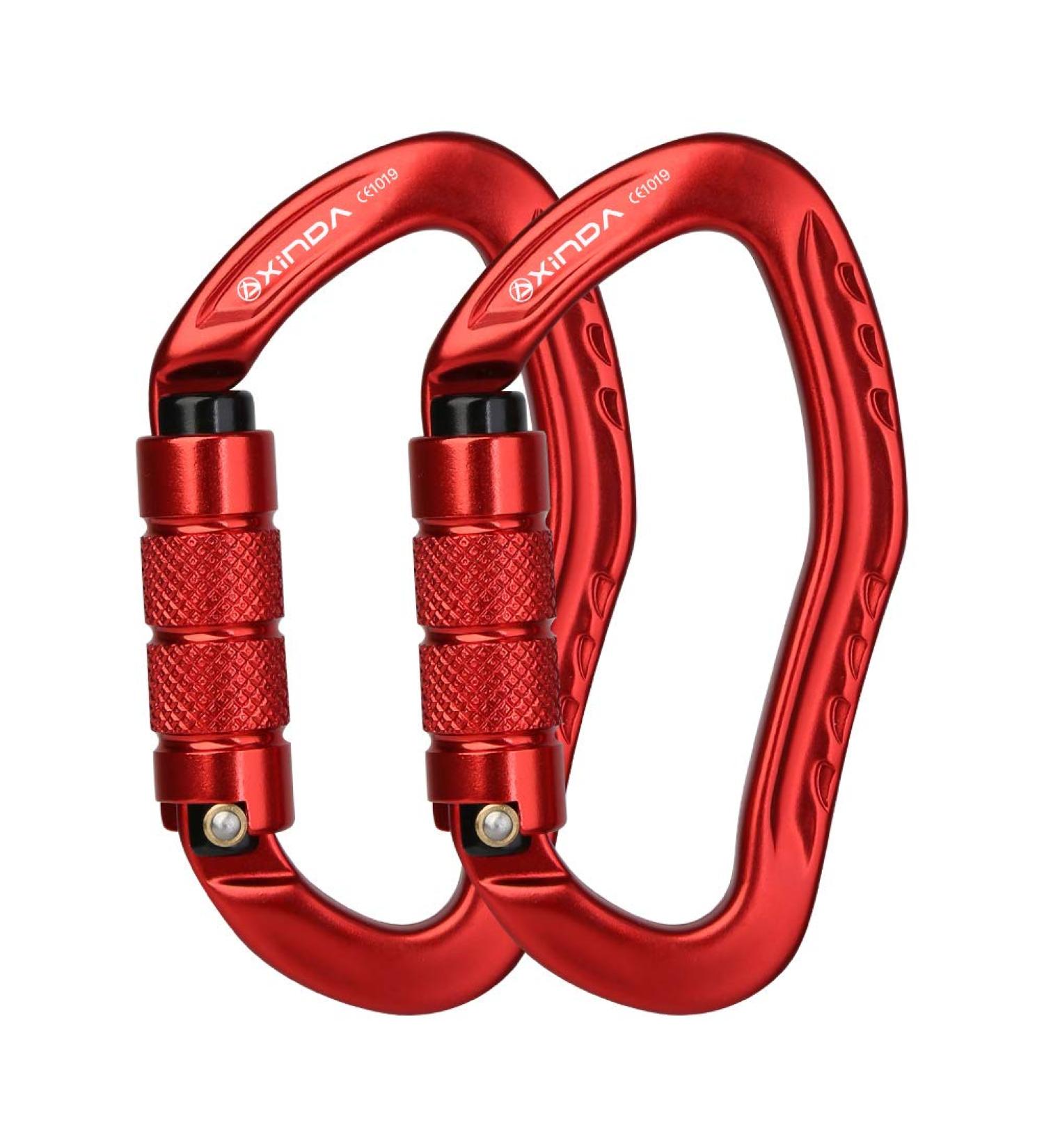 XINDA 22KN Auto Locking Carabiner Clip - Twist Lock, CE UIAA Certified, Heavy Duty - 2 pcs Red - Buy Online on GoSupps.com