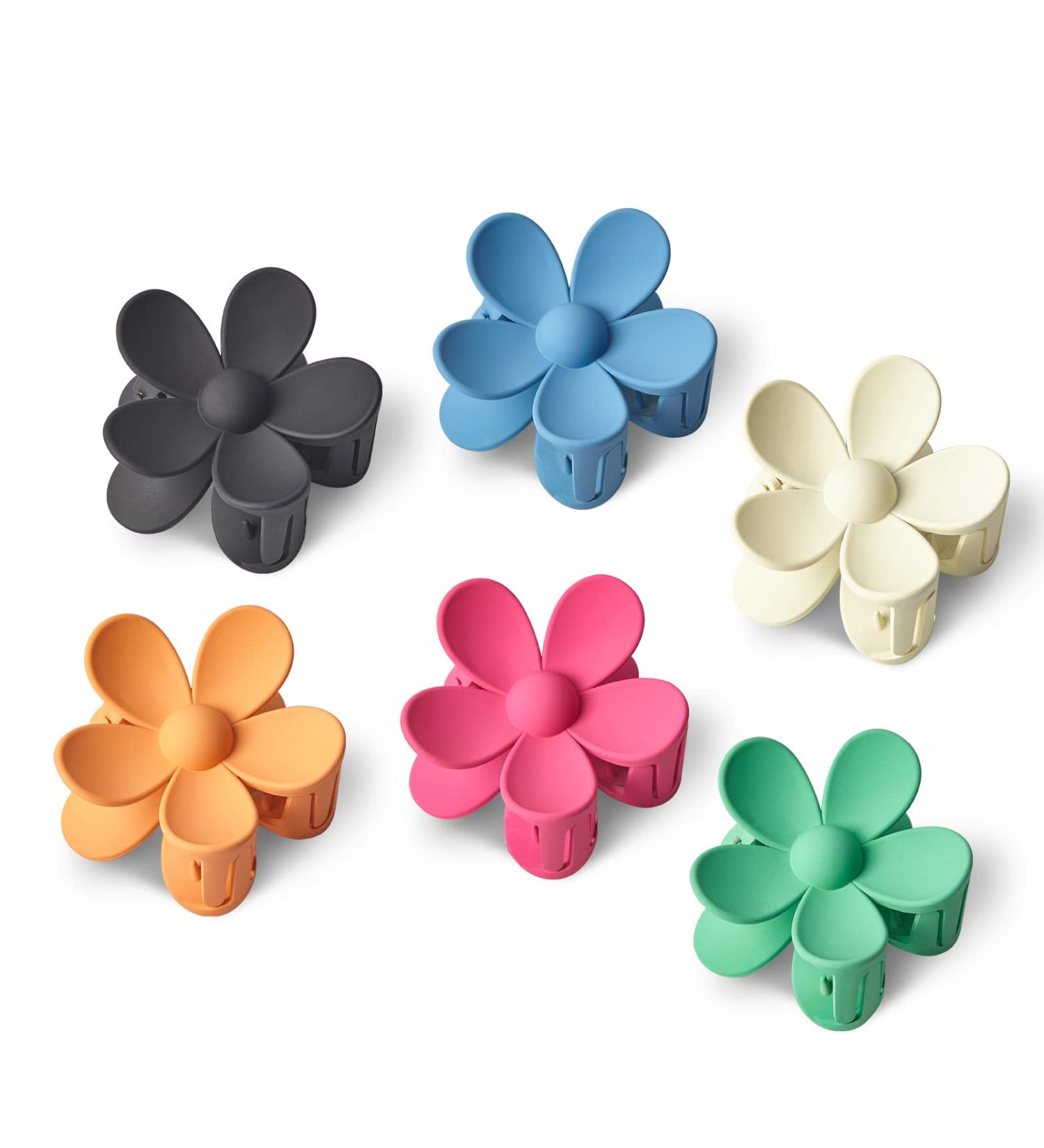 YosaiHom Flower Hair Claw Clips - 6PCS Big Jaw Clips for Women - Strong Hold Non Slip Hair Barrettes - 6 Colors Hair Accessories - Buy Online on GoSupps.com