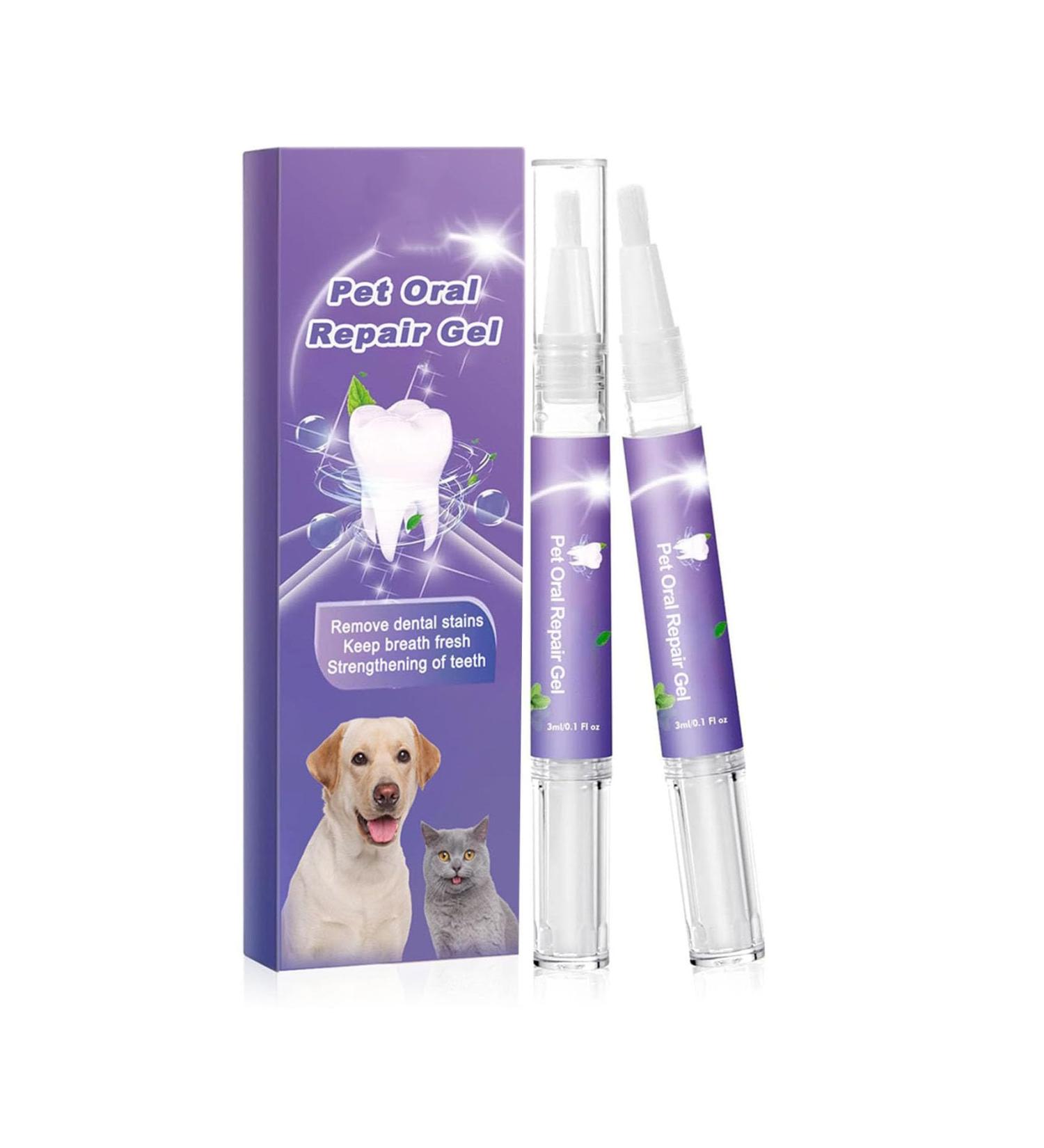 Pet Oral Repair Gel Pet Brush Free Oral Gel for Pets Pet Oral Restoration Whitening Gel Eliminate Bad Breath Targets Tartar Without Brushing Pet Breath Freshener Gel Care Cleaner (2pcs) - Buy Online on GoSupps.com