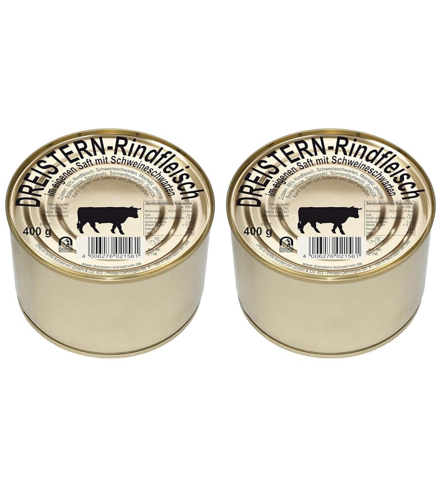 Three Star Beef in Your Own Juice 400g Delicious Quality Beef in Recyclable Gold Box (2-Pack) - Buy Online on GoSupps.com
