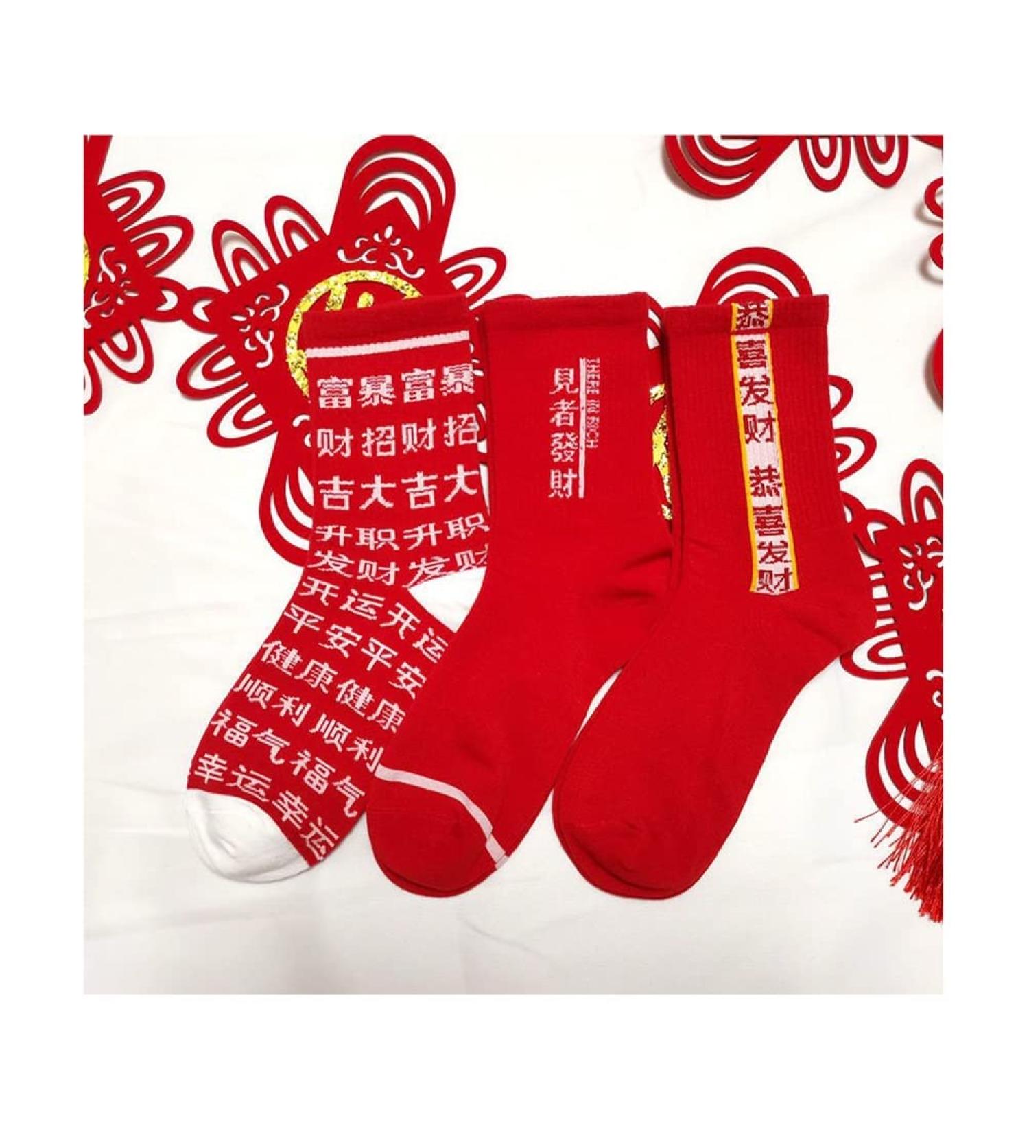 Chinese New Year Red Women's Cotton Sports Socks - Comfortable & Breathable (3 Pairs, Size 36-43) - Buy Online on GoSupps.com