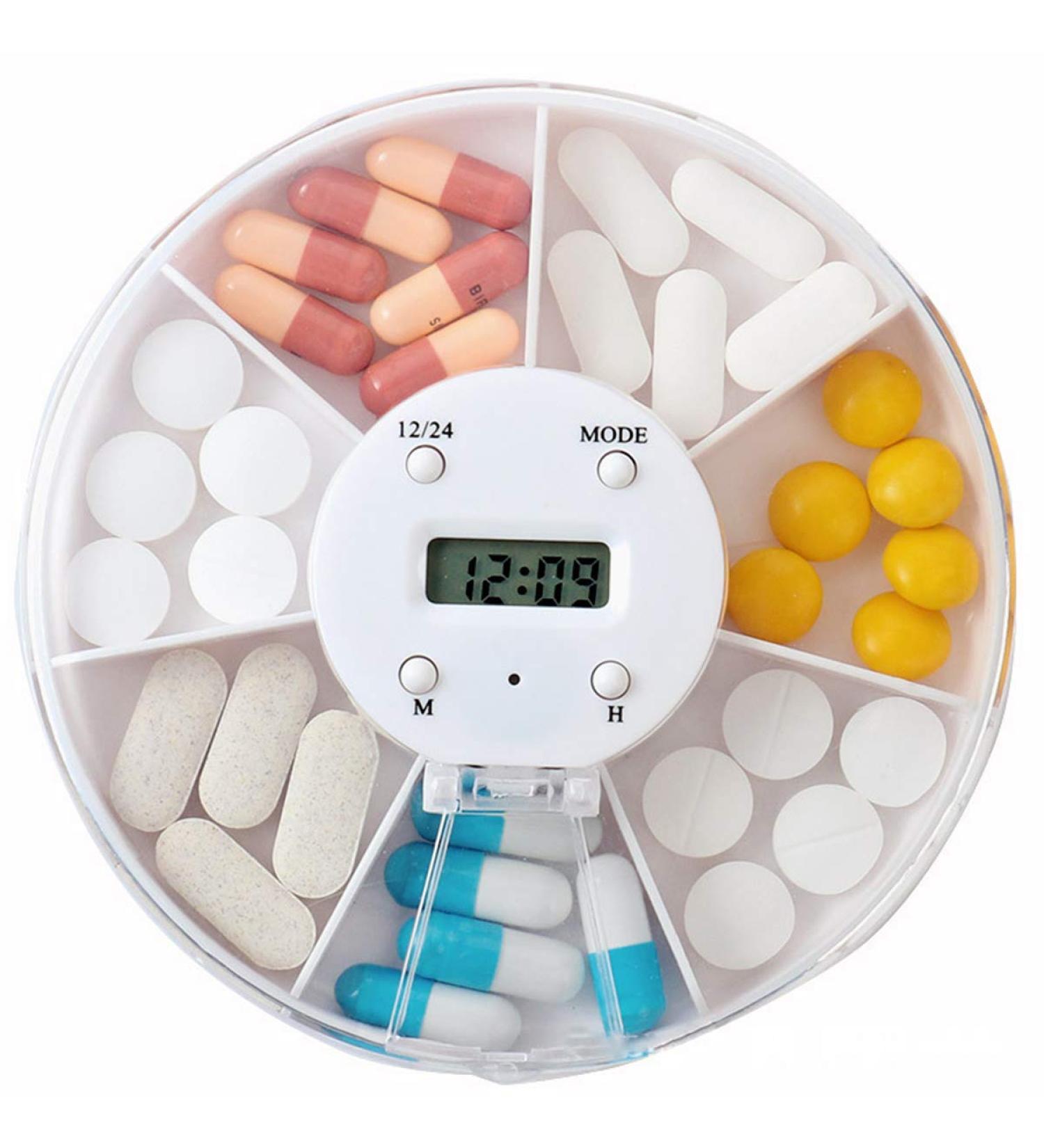 Songlela Electronic Pill Box Timer with 5 Timer Reminder Alarm and 7 Compartments Portable Essential Medication Time Display Reminder Case Organizer - Idea for Personal Care and Daily Use #3 - Buy Online on GoSupps.com