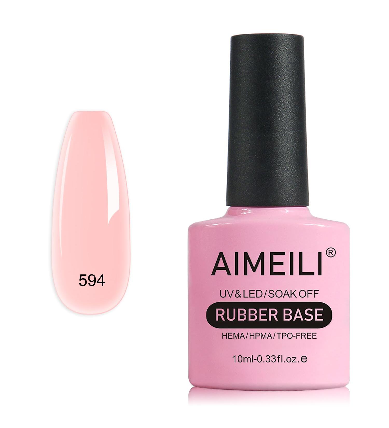 AIMEILI 5 in 1 Rubber Base Gel Sheer Color Polish - (594) 10ml | Nail Strengthener & Rhinestone Glue | UV LED Soak Off Coat - Buy Online on GoSupps.com