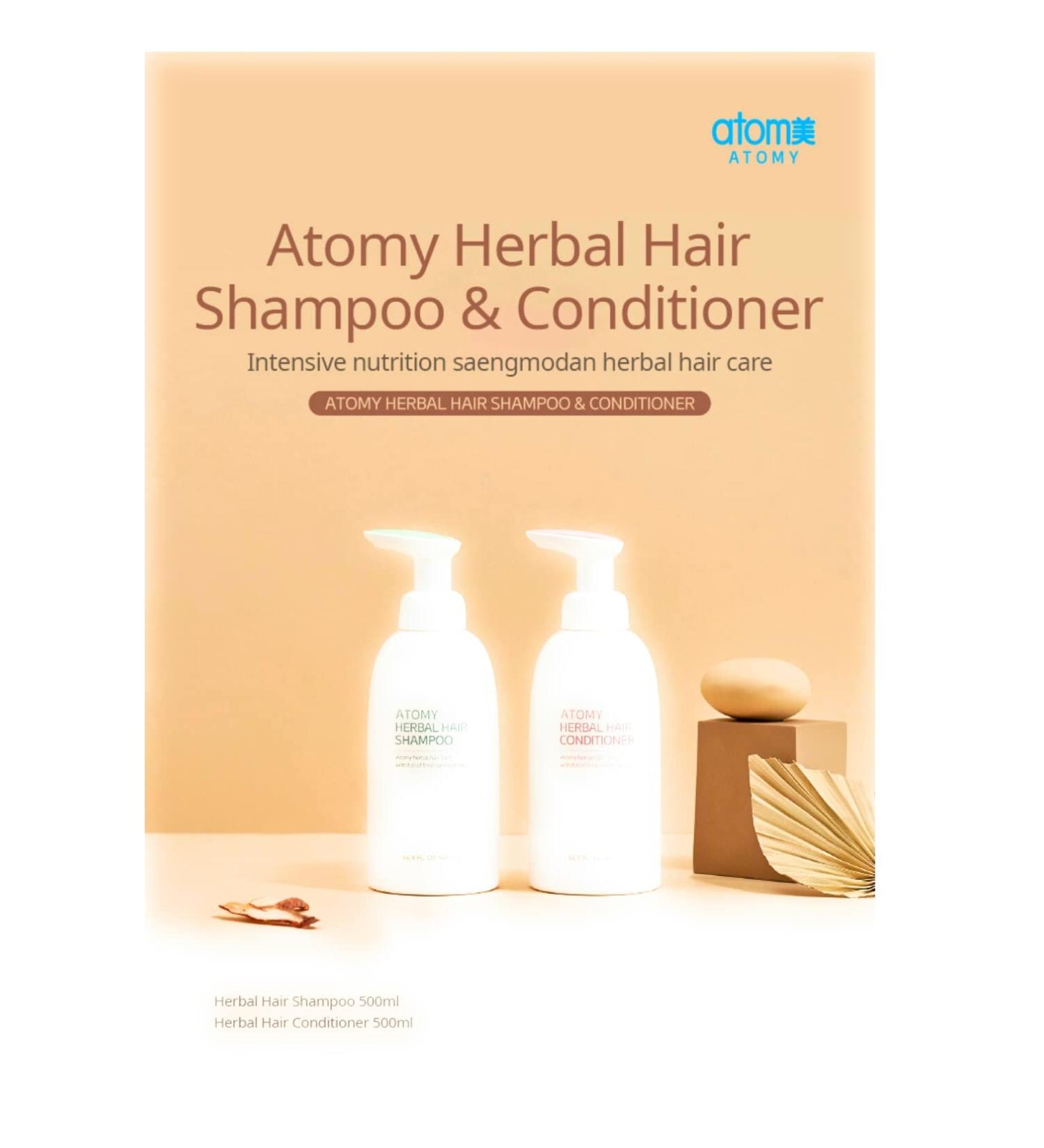 Atomy Herbal Hair Shampoo 500ml + Conditioner 500ml