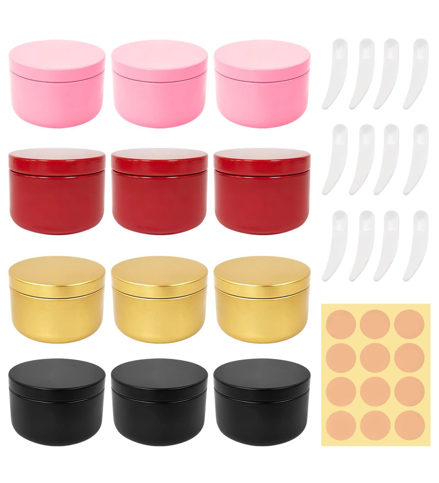 12-Piece 50ml Aluminum Jars Set - Ideal for Lip Balm Creams & Jellies - Includes Lids & Stickers - Gold Small Cans for Crafting & Storage - Buy Online on GoSupps.com