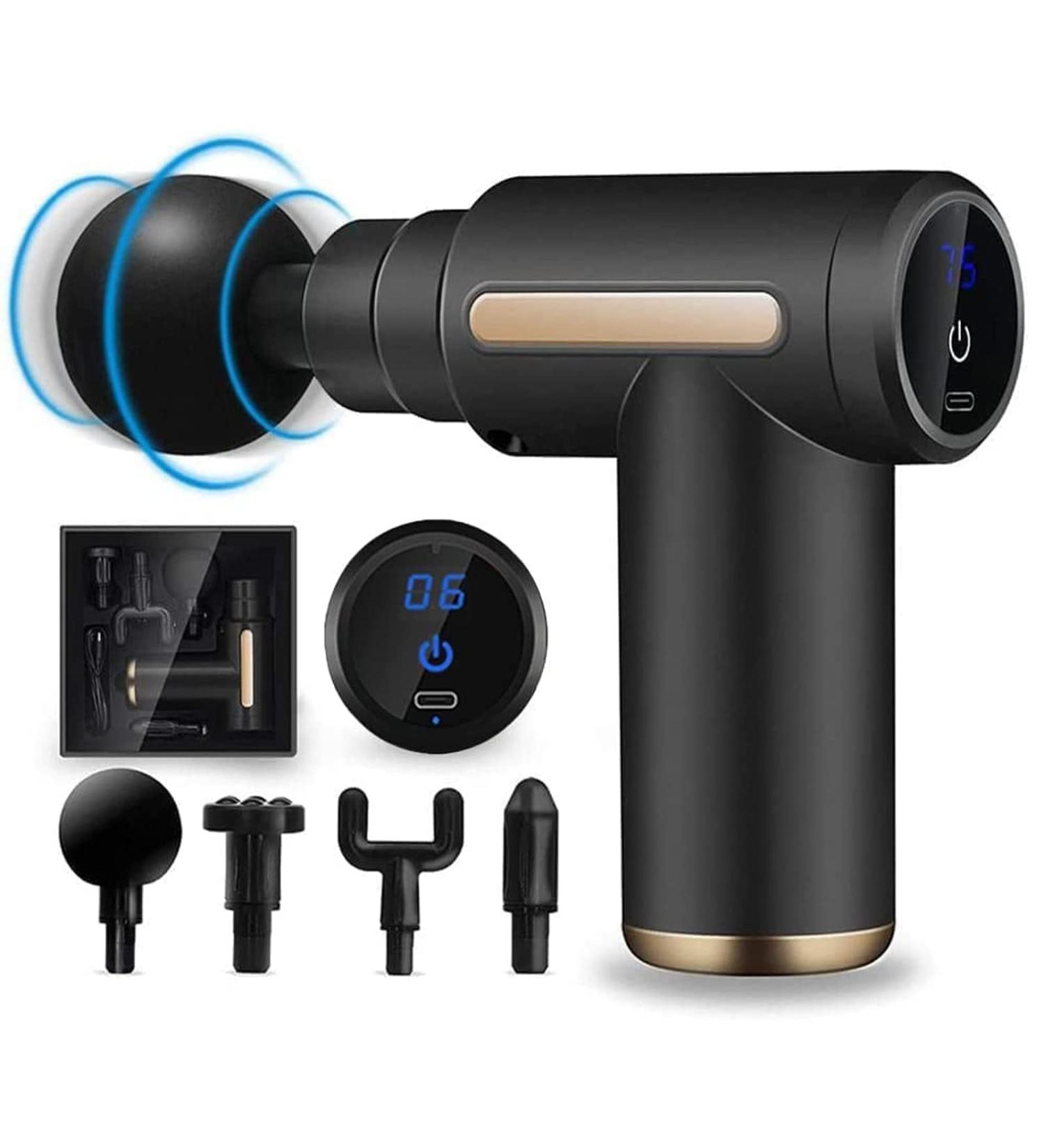 Shavingfun Mini Massage Gun - Portable Electric Muscle Massager with 6 Speeds & 4 Heads for Pain Relief - Ideal for Travel - Buy Online on GoSupps.com