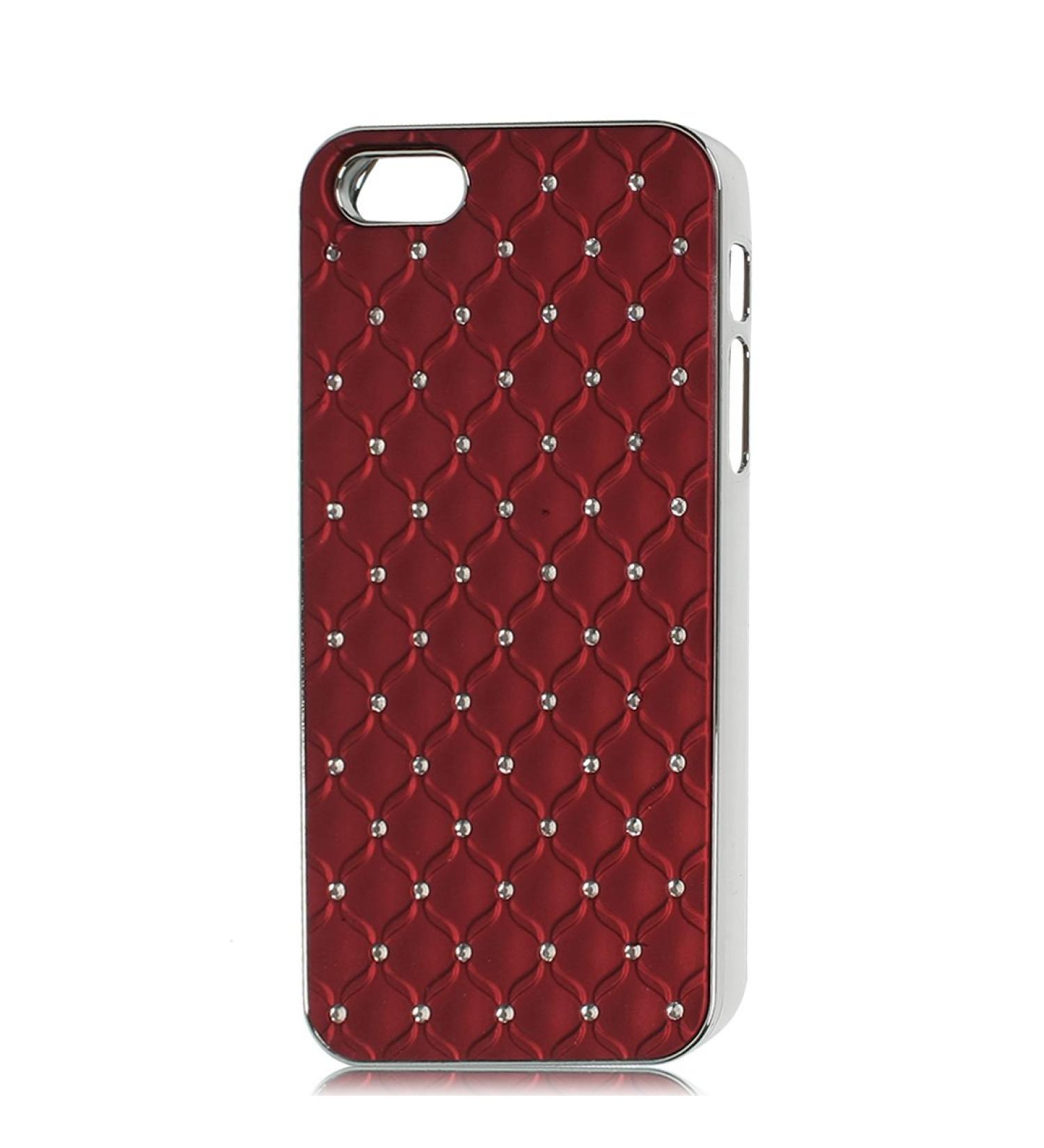 Ruilogod Red Carved Lattice Pattern Glitter Crystal Decor Back Case for 5 5G
