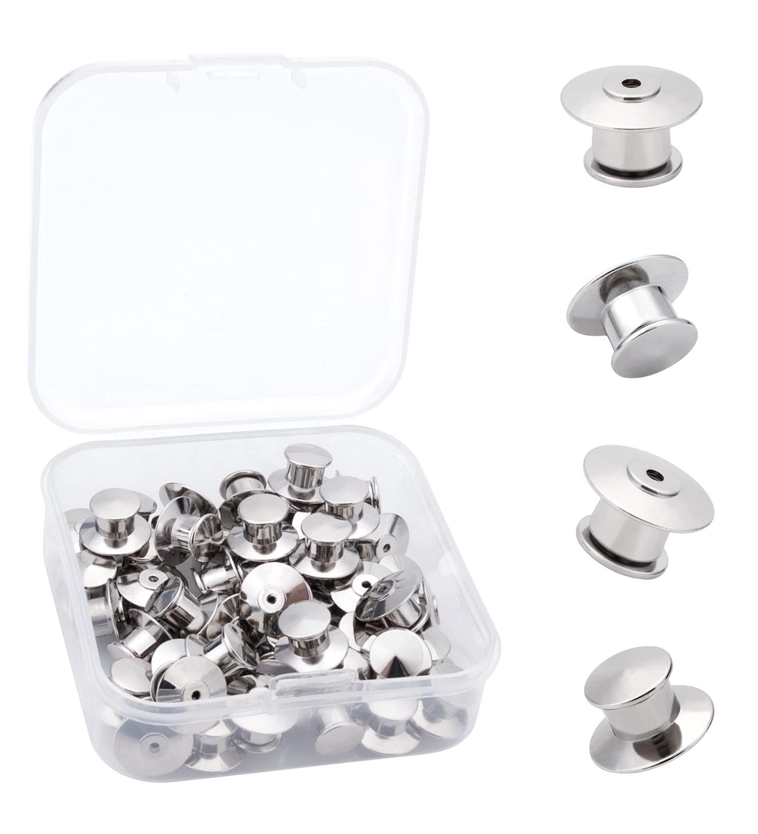 50 PCS Silver Metal Locking Pin Backs - Secure Pin Keepers Clasp - Buy Online on GoSupps.com