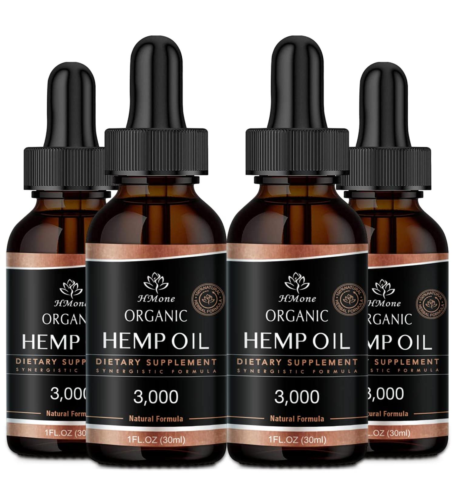 Hemp Oil 3000mg - 4 Pack | C02 Extraction | Relaxation, Calming, Sleep, Anxiety & Stress Relief | Organic Vegan Non-GMO | USA Grown | 1 Fl Oz - Pack of 4 - Buy Online on GoSupps.com