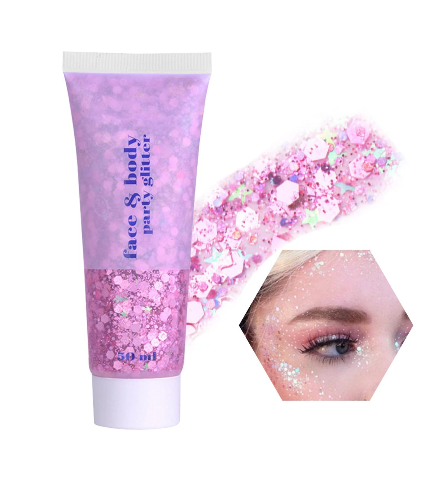 BestAuty Festival Glitter Gel - 50ml for Face Hair Lips & Nails | Long-Lasting Pink Body Glitter for Party Makeup & DIY Decorations - Buy Online on GoSupps.com