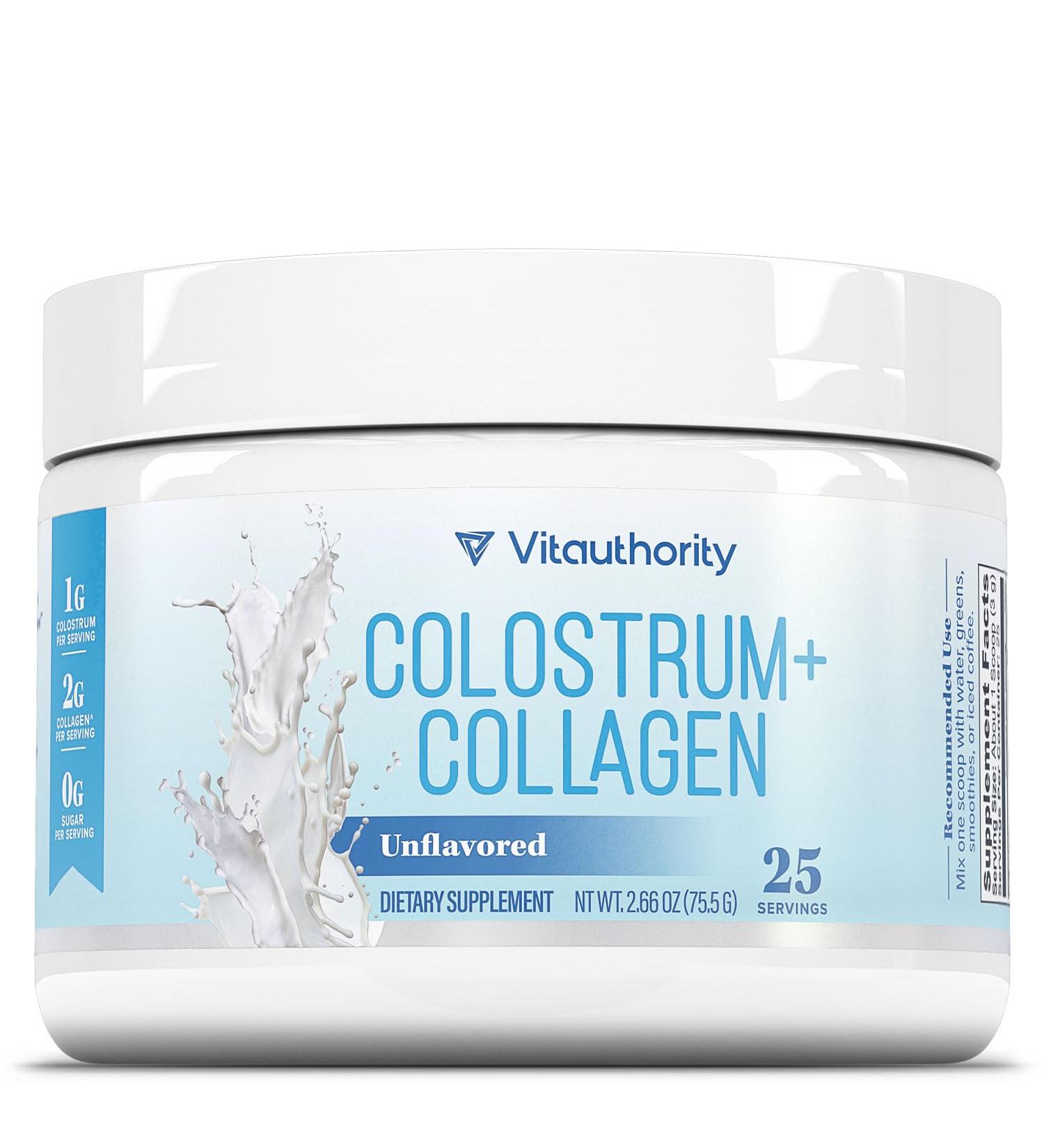Colostrum Collagen Peptide Protein Powder Hydrolyzed HydroPeach Gut Health Skin & Immune Support | 1g Bovine Colostrum 2g Collagen Peptides 20mg Peach Ceramides Blend Unflavored 25 Servings No Sugar - Buy Online on GoSupps.com