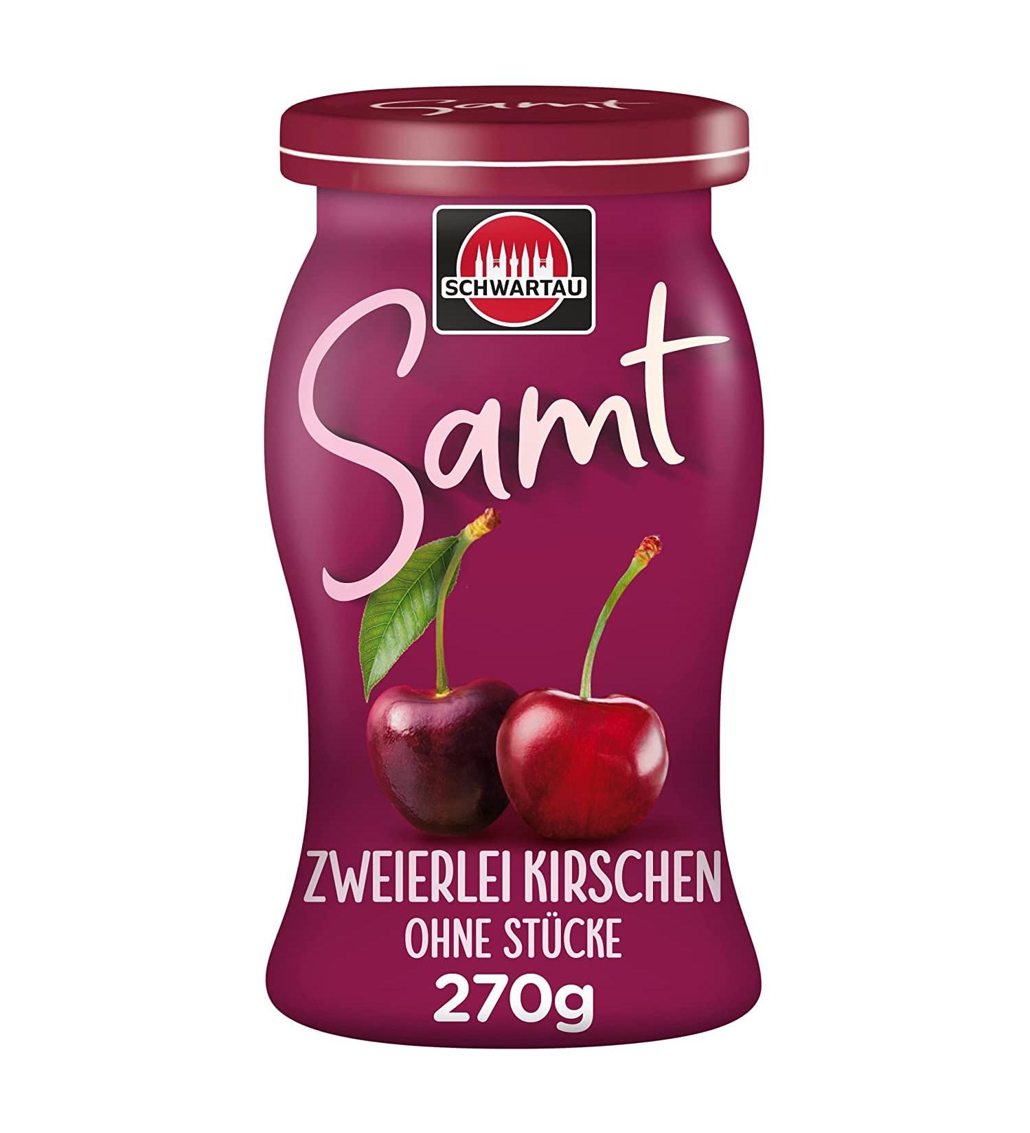 Schwartau Samt Cherry Fruit Spread - Smooth Two Kinds of Cherries 270g | Stone-Free & Piece-Free Delicacy for International Shipping - Buy Online on GoSupps.com