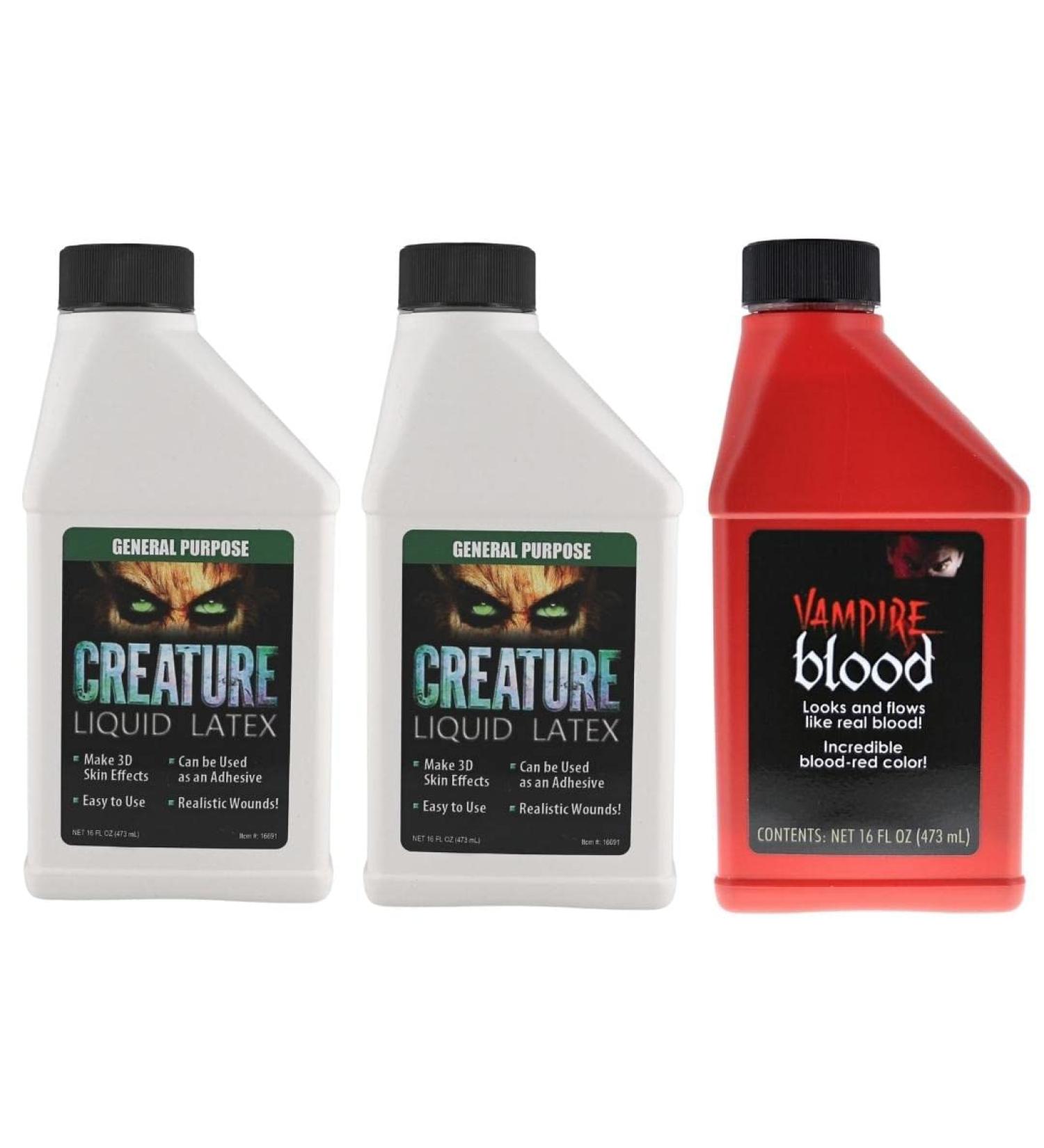 Creature Liquid Latex 2 Pack + Vampire Blood Set for Halloween Makeup and Dress Up - Buy Online on GoSupps.com
