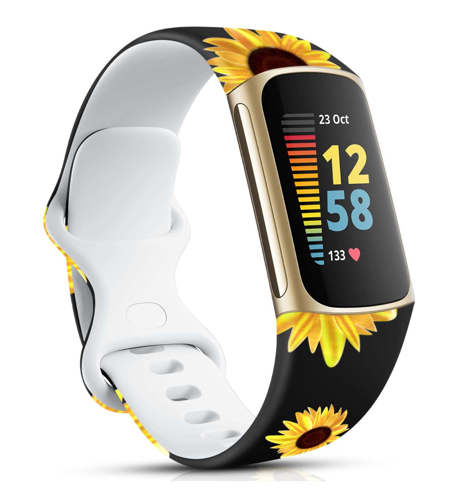Ouwegaga Compatible Fitbit Charge 5 Bands for Women - Small Black Sunflower - Buy Online on GoSupps.com