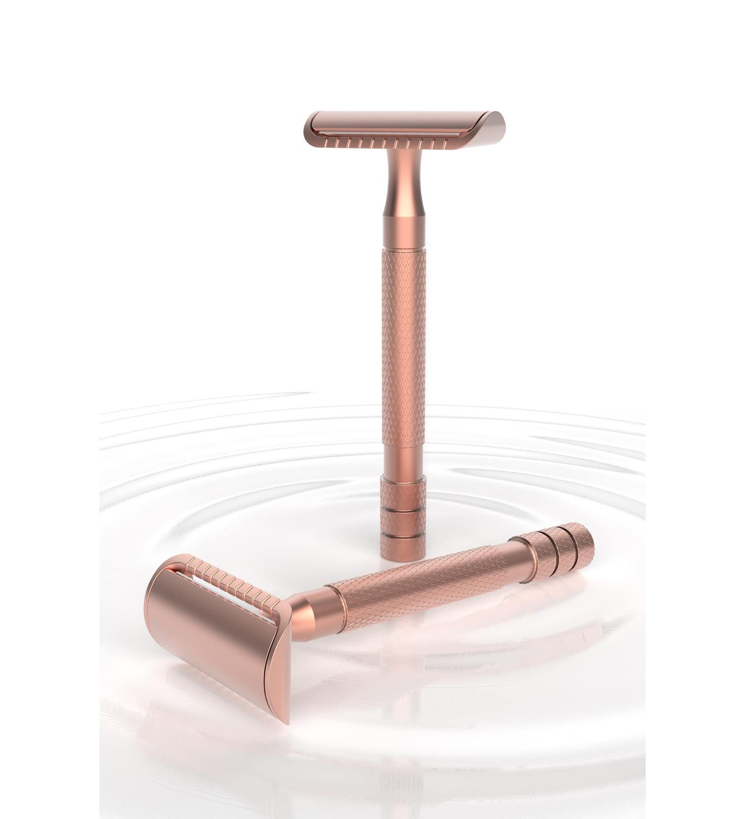 Safety Razor for Men and Women | Double Edge Razor Blades | Eco-Friendly & Zero Waste | Rose Gold - Buy Online on GoSupps.com