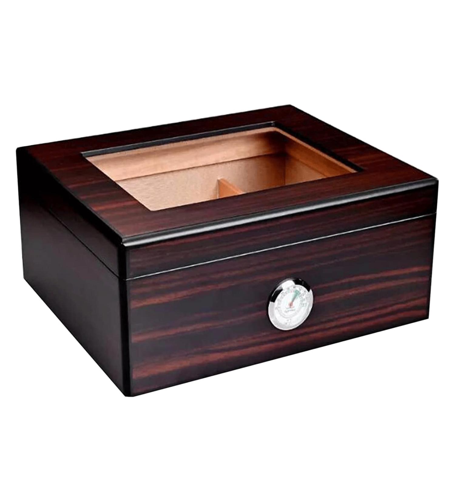 Cigar Boxs Humidors Delicate Cigar Humidor Fine Clear Glass Top with Hygrometer Cigar Desktop Box Cecigar Box Men's Cigars Case Portable - Buy Online on GoSupps.com