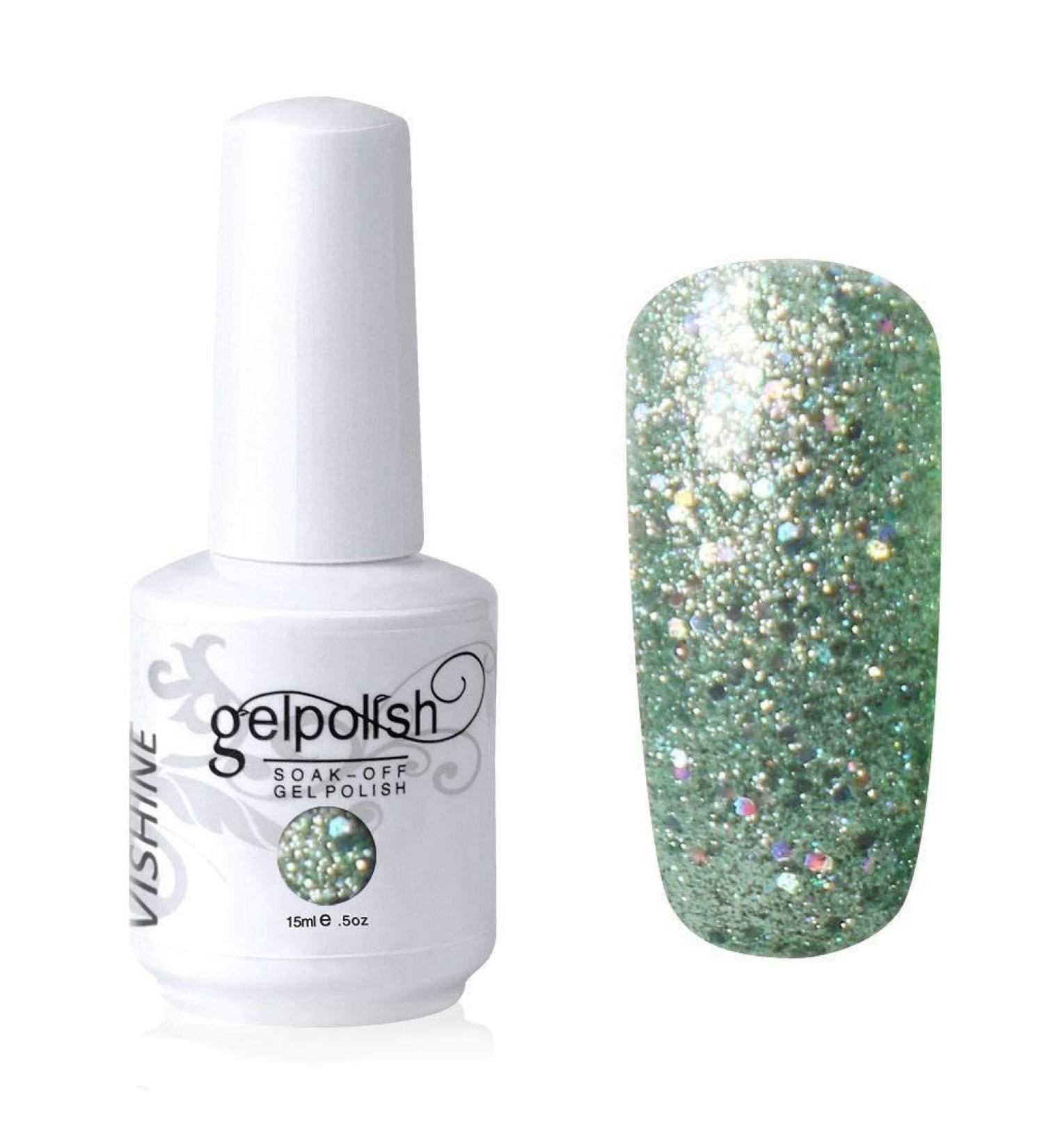 Vishine Gel Polish Nail Art Soak-off UV LED Nail Gel Polish Diy Manicure Glitter Olivedrab #602 - Buy Online on GoSupps.com