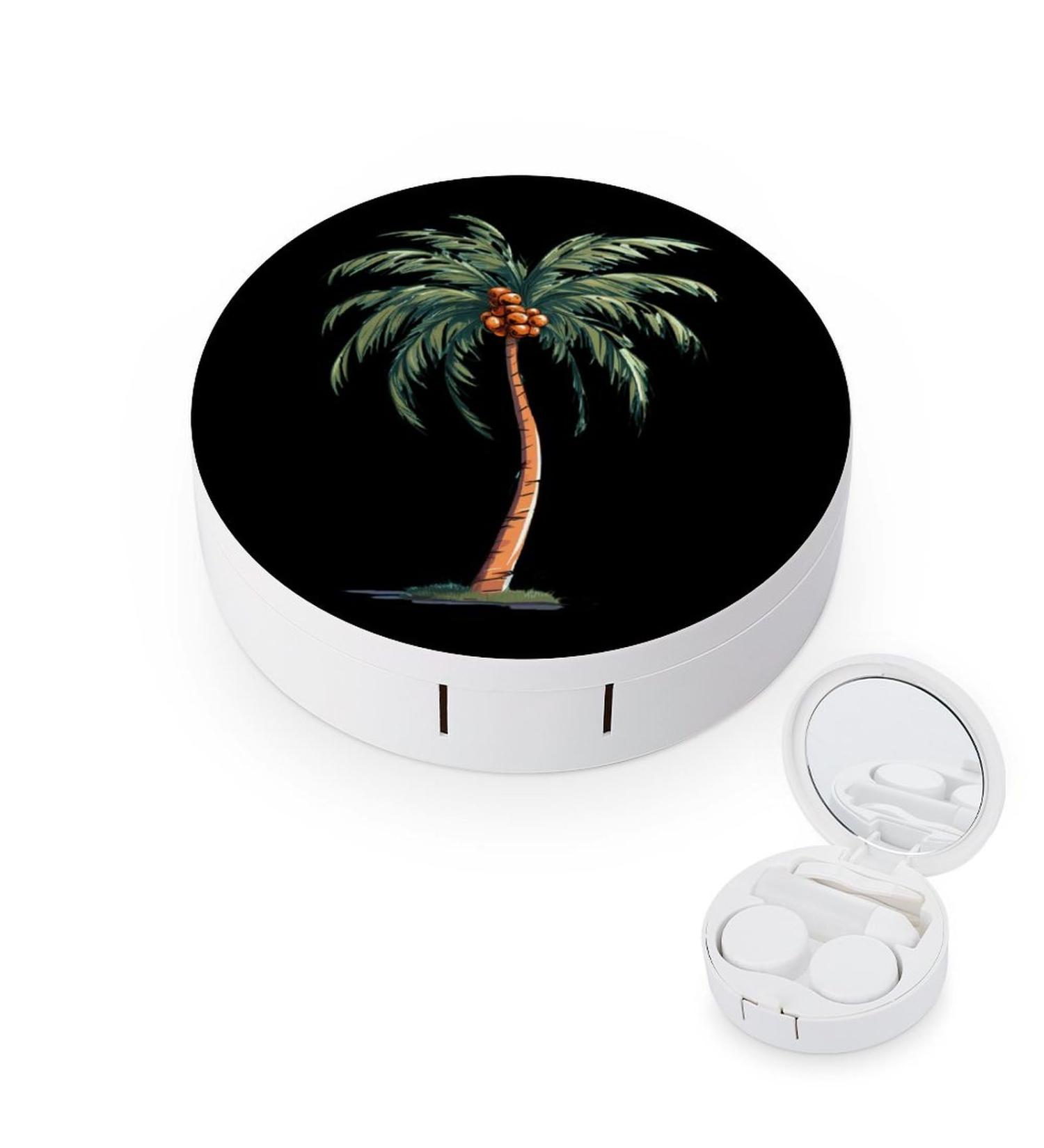 Coconut Palm Tree Contact Lens Travel Kit - Portable Cute Contact Box with Mirror for Outdoor Use - Buy Online on GoSupps.com