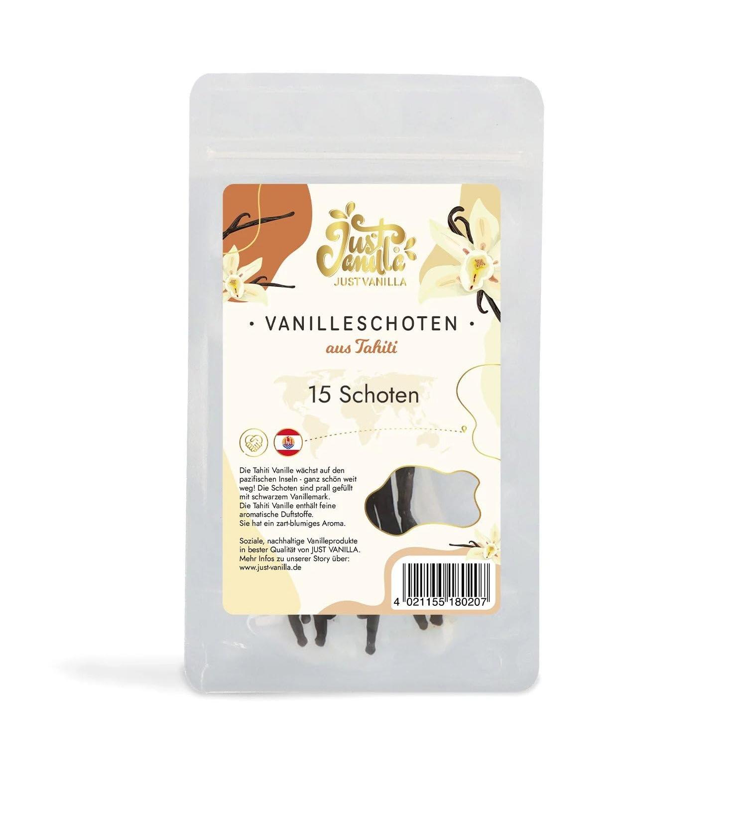 Premium Tahiti Vanilla Pods - 15 Whole Sticks (32g) for Baking Cooking & Desserts - Just Vanilla - Buy Online on GoSupps.com
