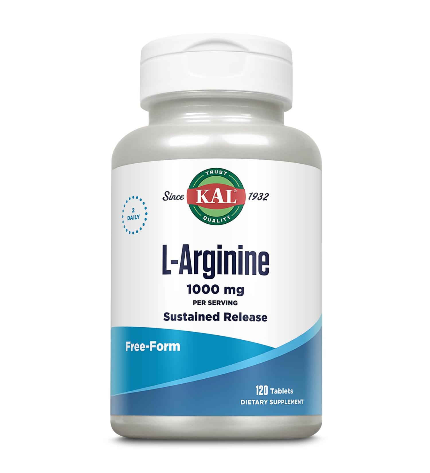 KAL 1000 Mg L-arginine Tablets 120 Count 120 count (Pack of 1) - Buy Online on GoSupps.com