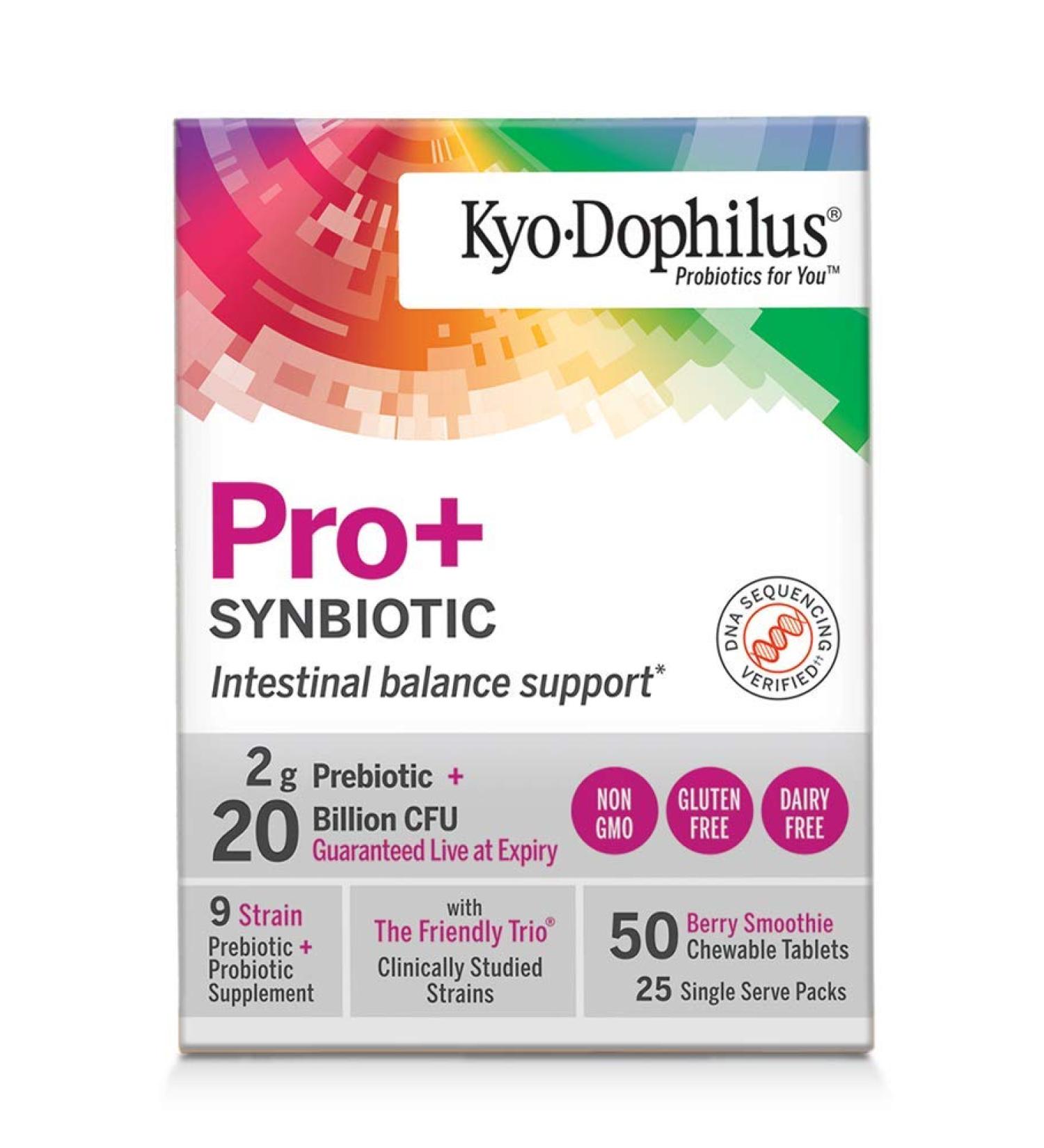 GoSupps.com - Kyolic Kyo-Dophilus Pro+Synbiotic  Berry Smoothie 20 Billion CFU 50 Chewable Tablets - Buy Online on GoSupps.com